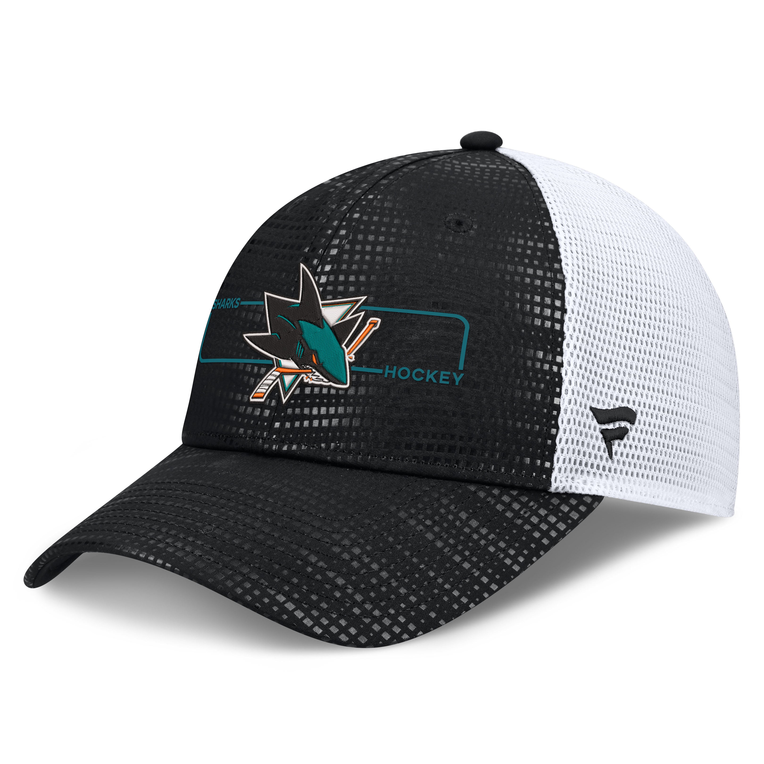 Casquette trucker Fanatics noire authentique San Jose Sharks avec logo encadré