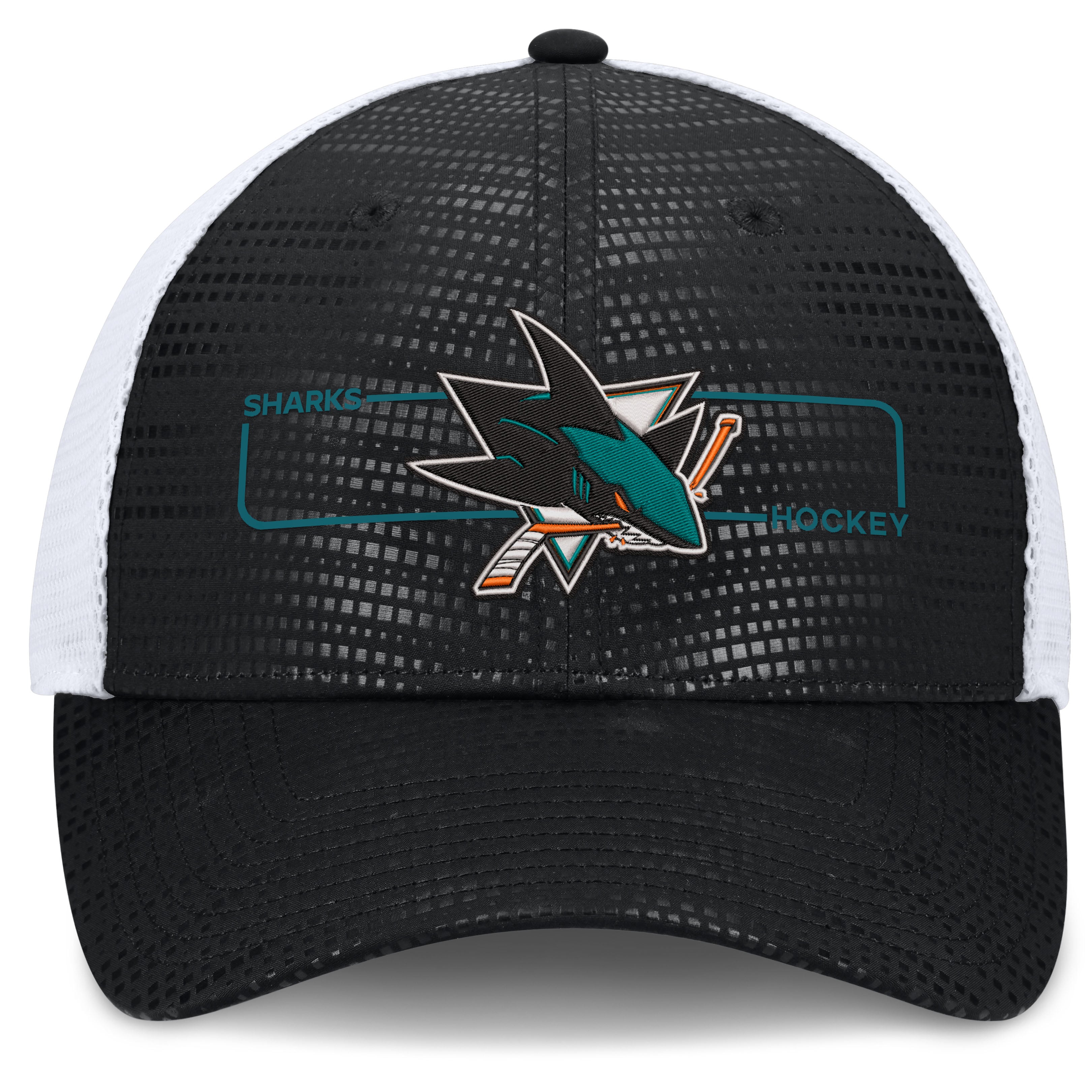 Casquette trucker Fanatics noire authentique San Jose Sharks avec logo encadré