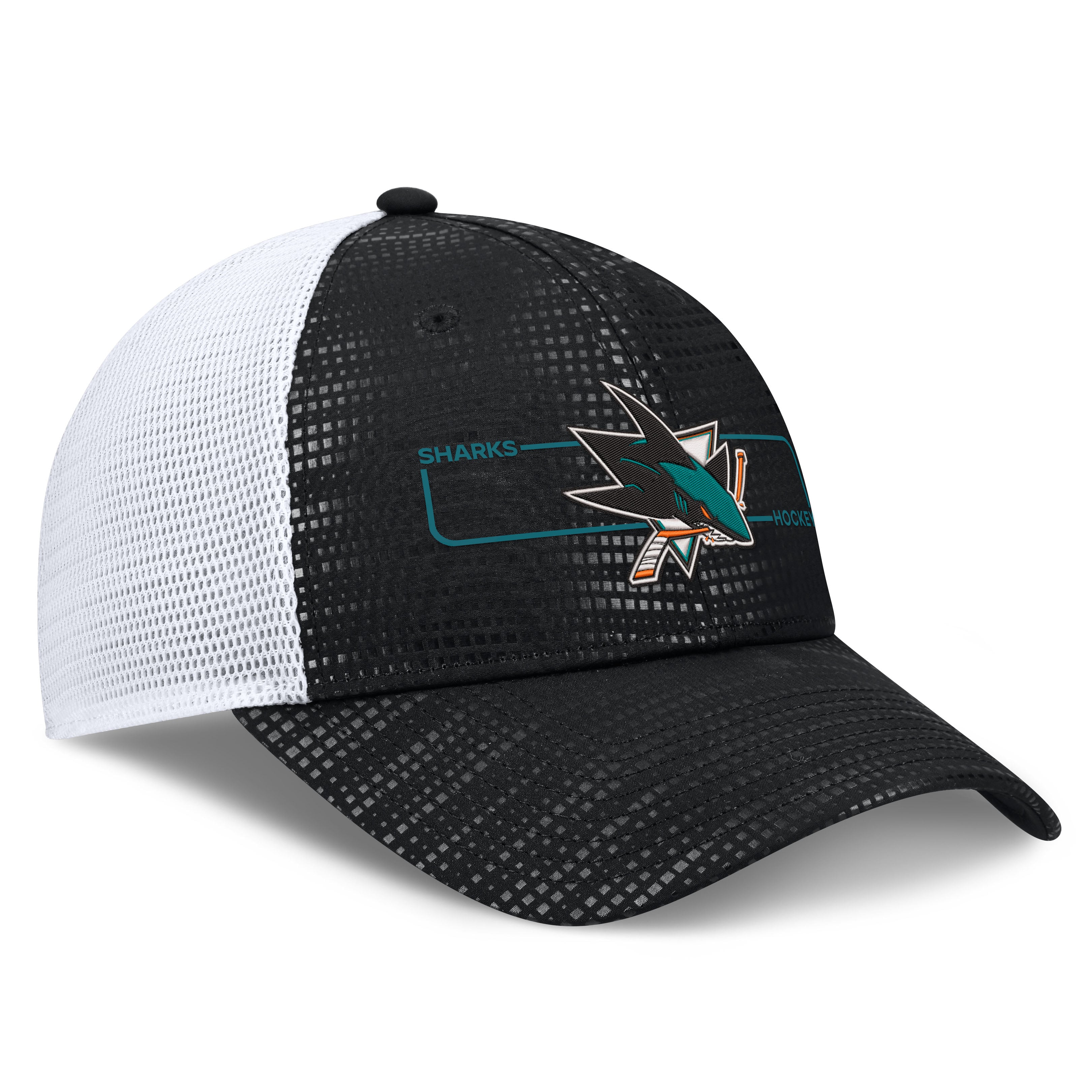 Casquette trucker Fanatics noire authentique San Jose Sharks avec logo encadré