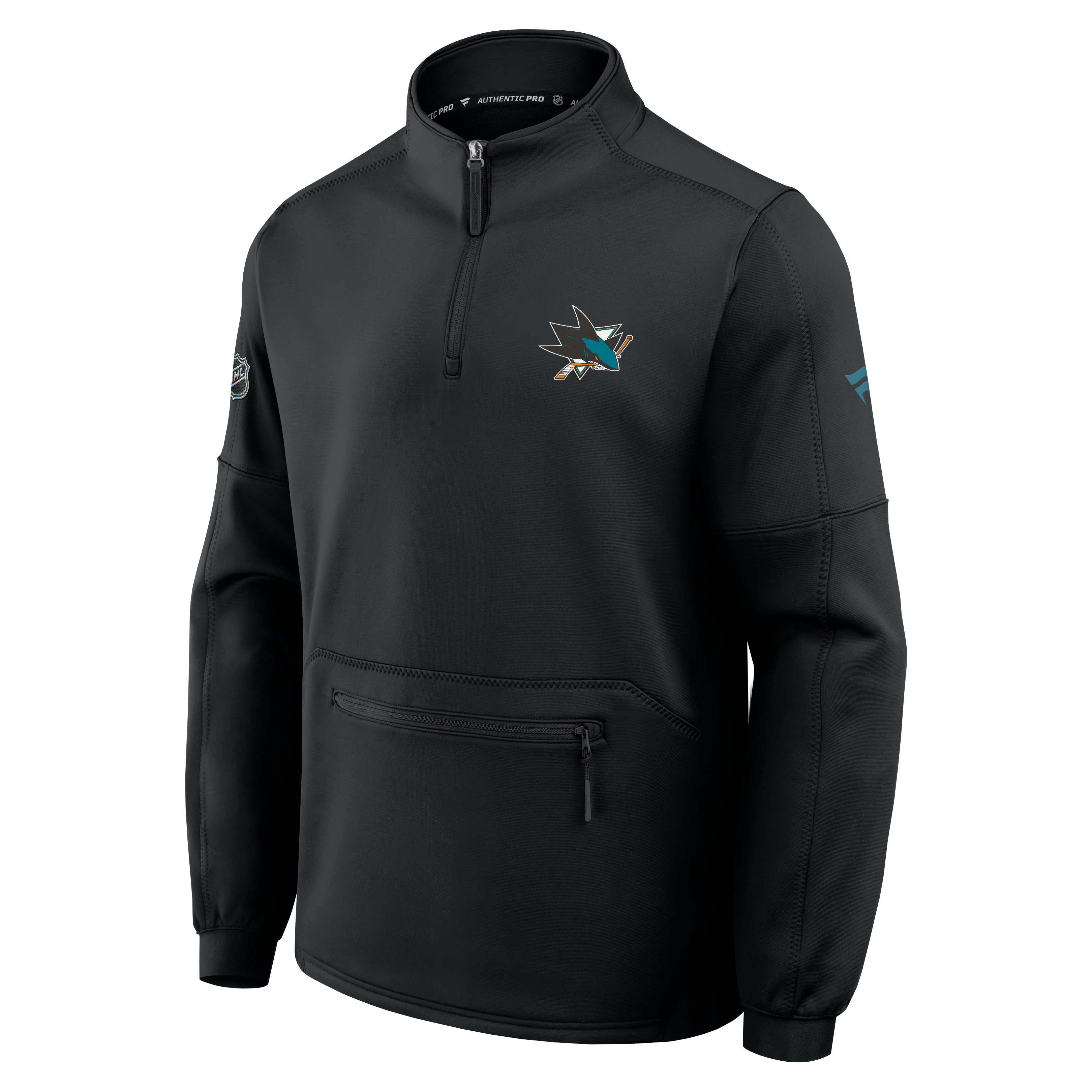 Men's Fanatics Black San Jose Sharks Authentic Pro Rink Fleece Quarter-Zip Pullover