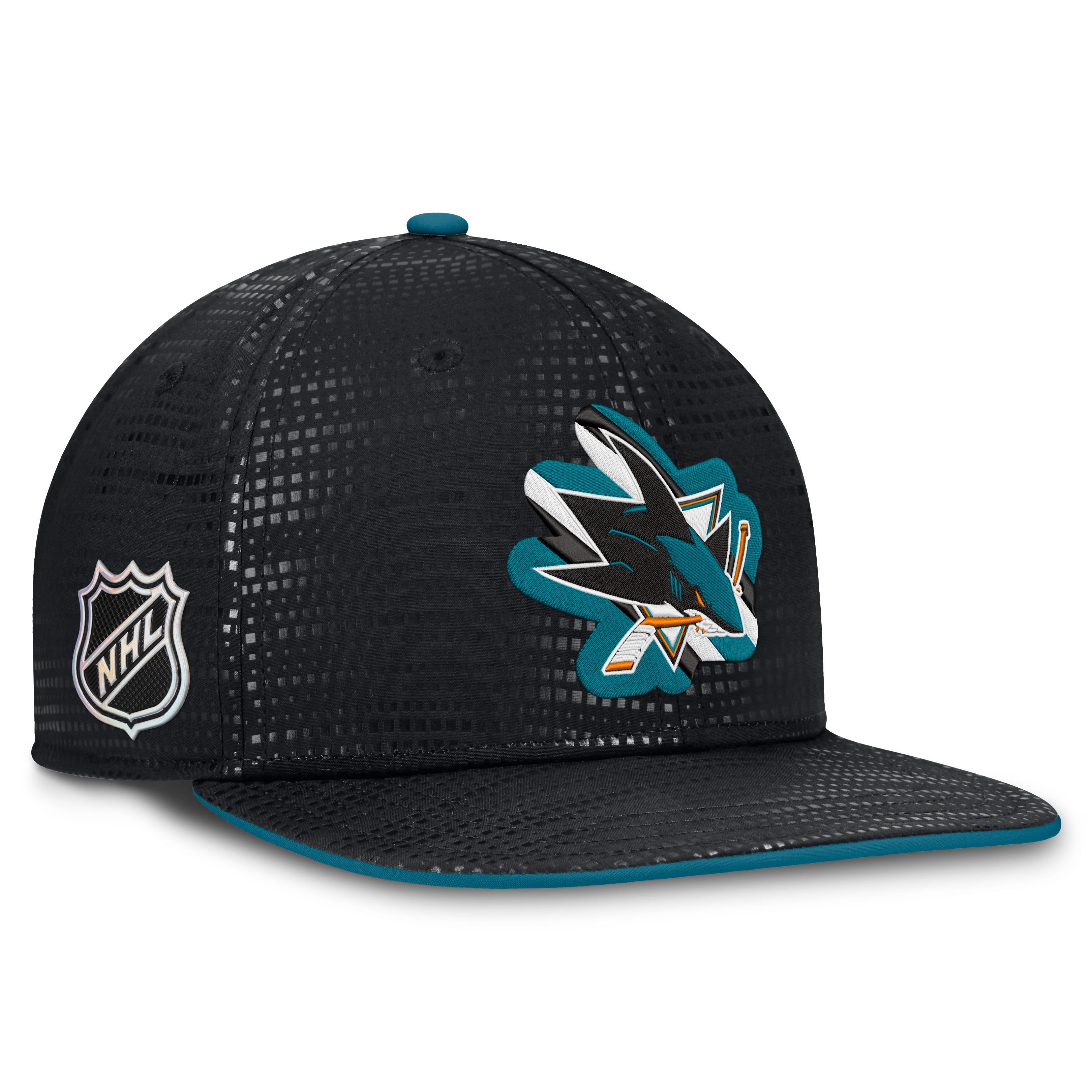 Men's Fanatics Black San Jose Sharks Authentic Pro Rink Square Visor Snapback Hat