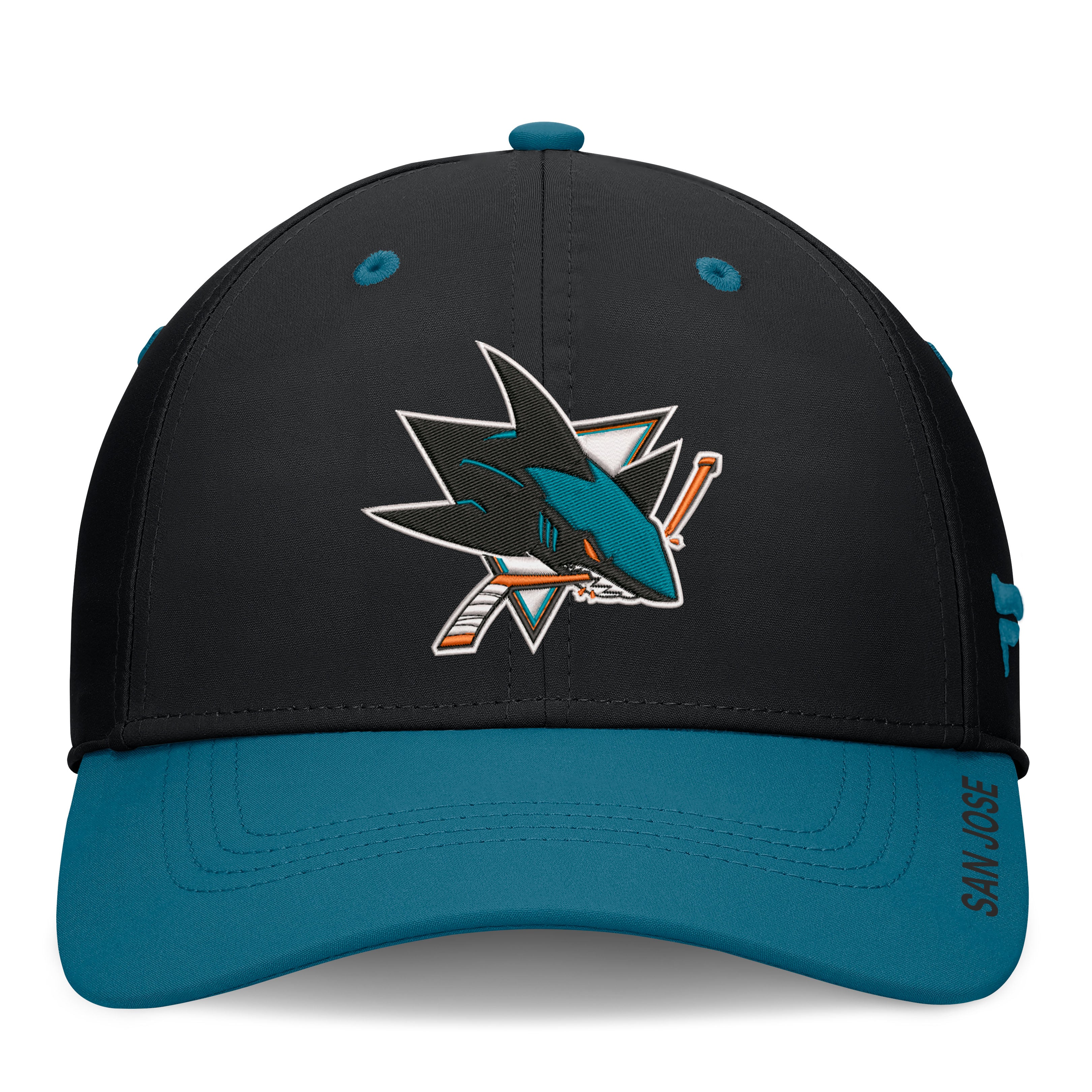 Men's Fanatics Black/Teal San Jose Sharks Authentic Pro Rink Stretch Hat