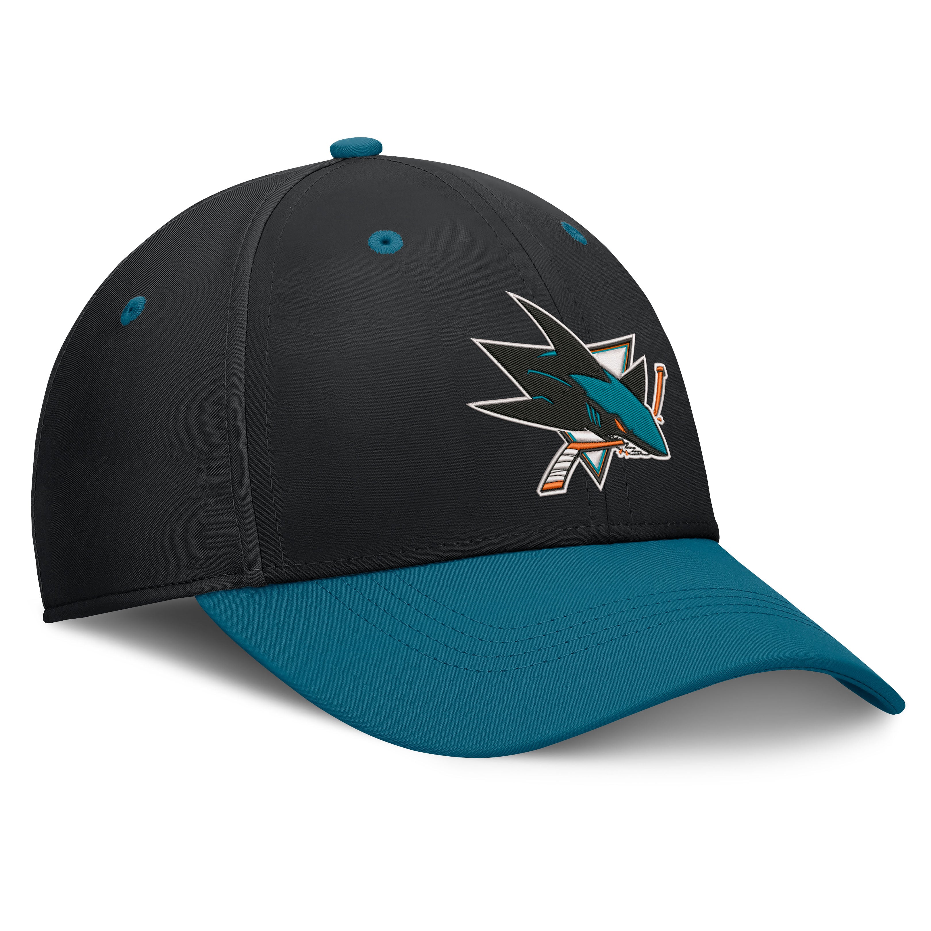 Men's Fanatics Black/Teal San Jose Sharks Authentic Pro Rink Stretch Hat