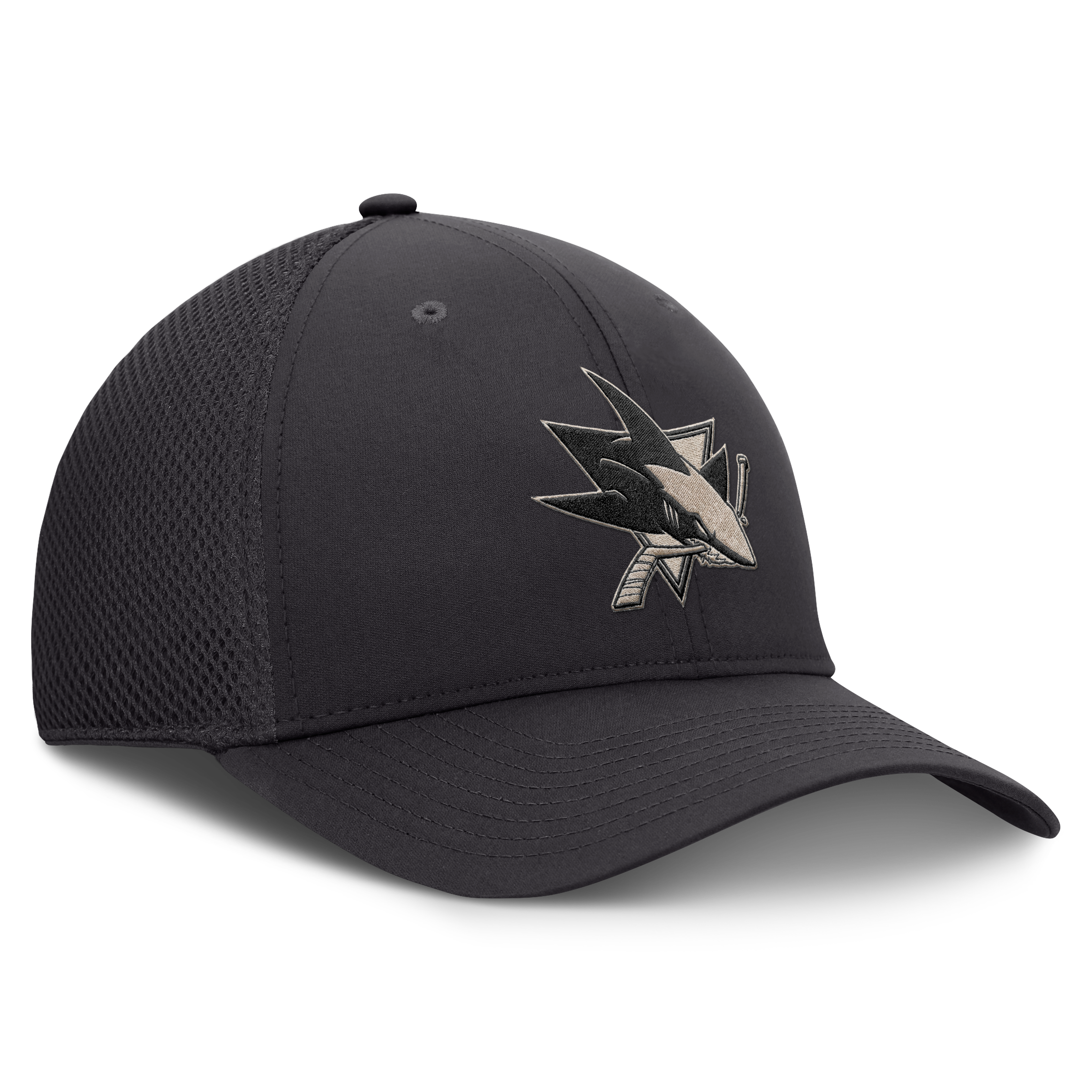Casquette Fanatics Charcoal San Jose Sharks Road Meshback Stretch pour homme