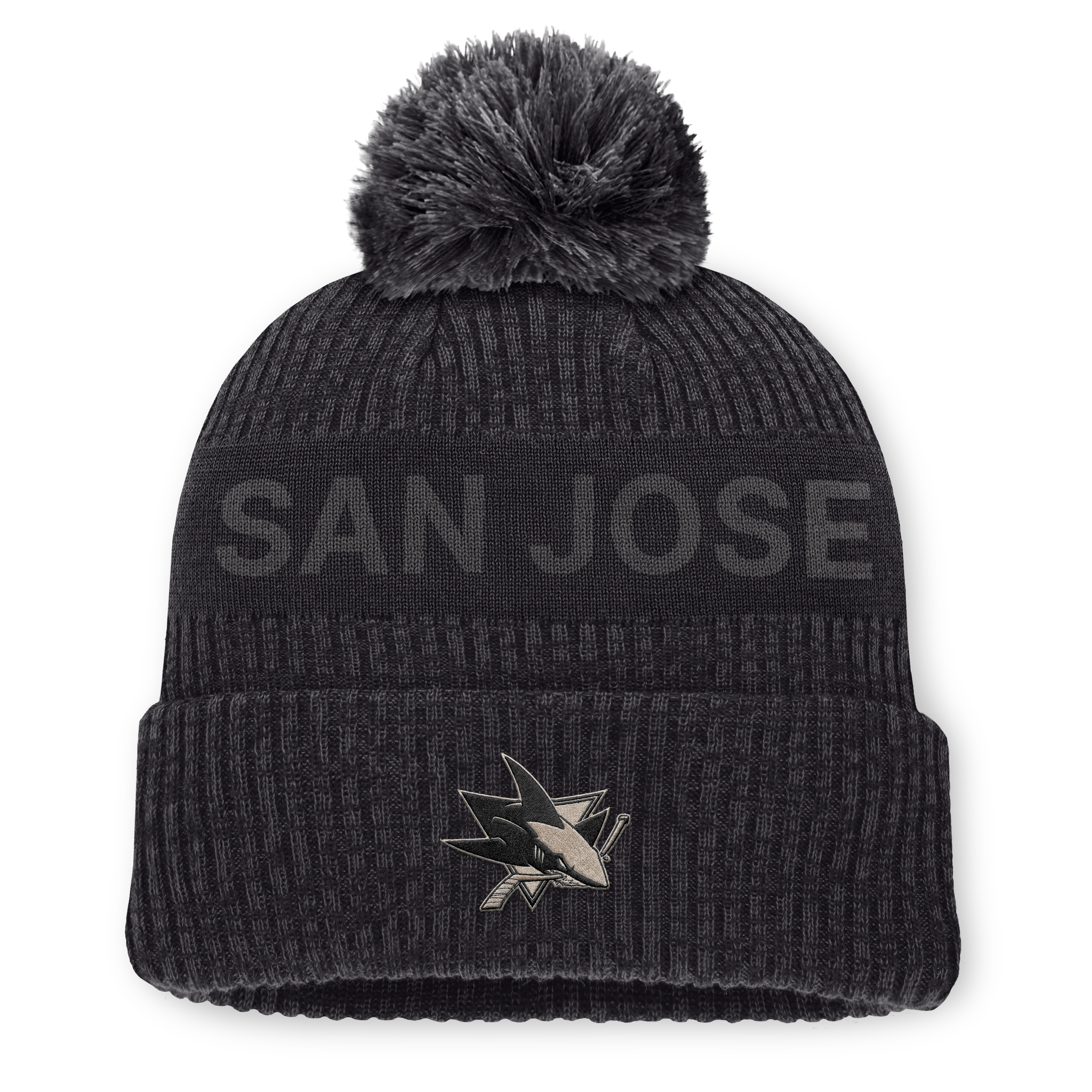 Bonnet à revers Phantom pour homme, couleur anthracite, San Jose Sharks Road, de la marque Fanatics.