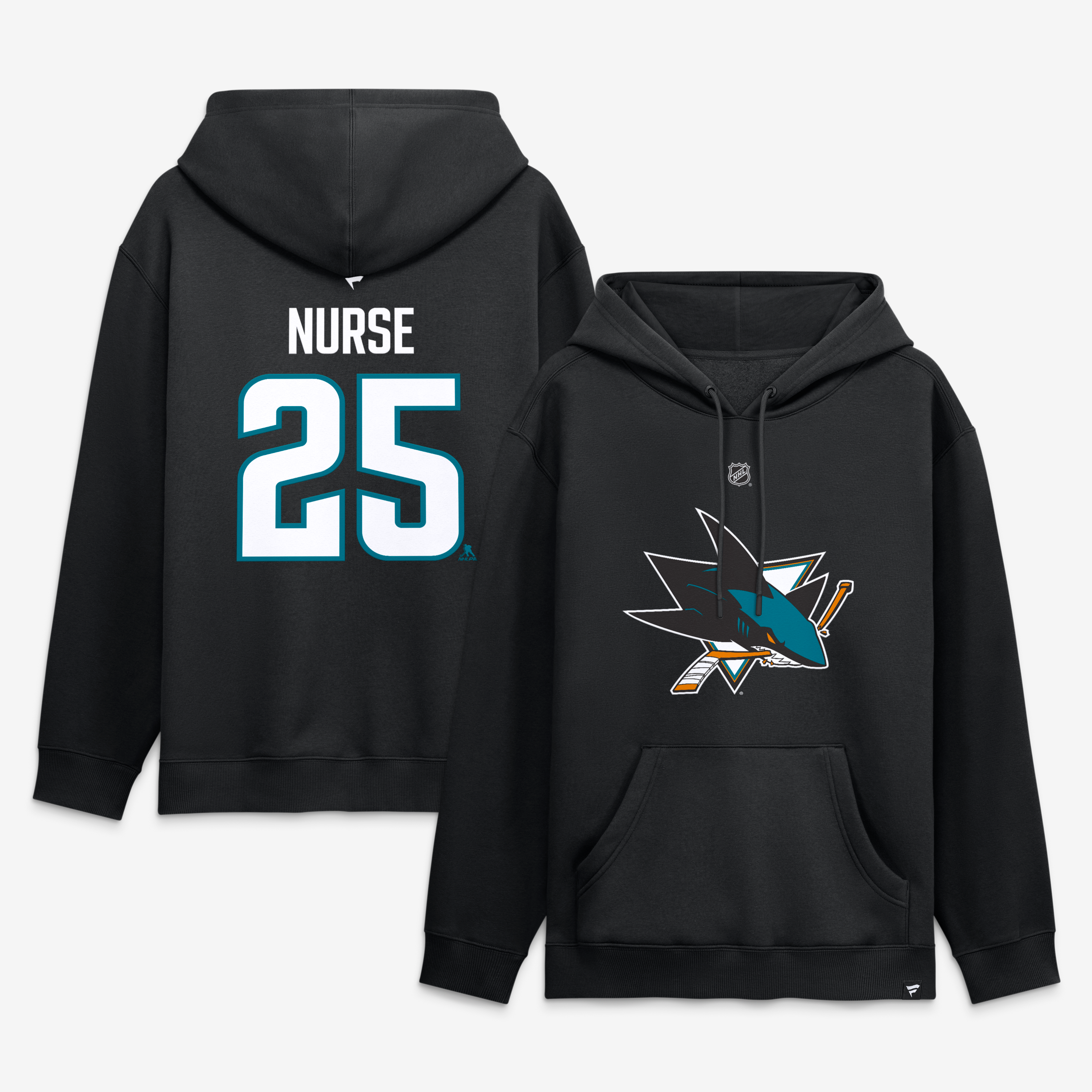 Sweat à capuche Fanatics Darnell Nurse noir authentique San Jose Sharks avec nom et numéro