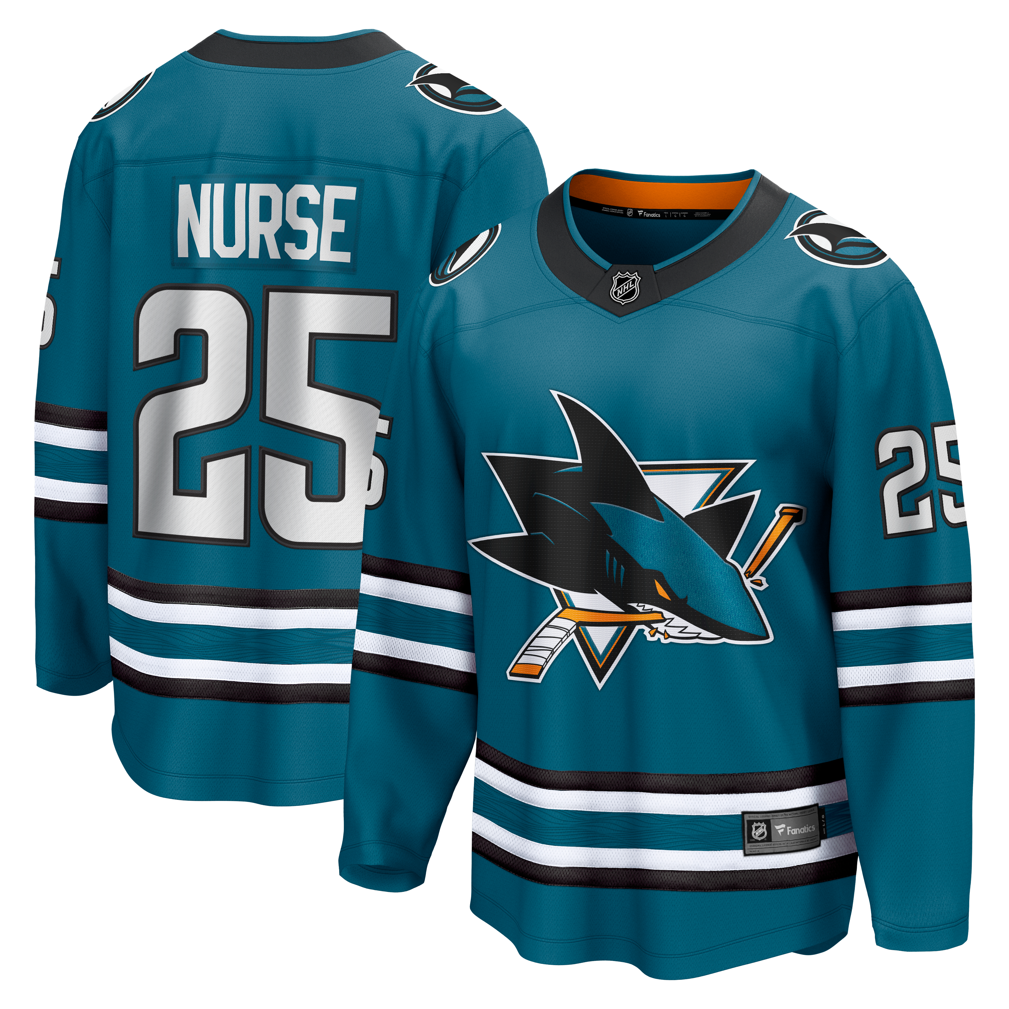 Maillot domicile Breakaway bleu sarcelle Darnell Nurse des Sharks de San Jose (Fanatics) pour homme