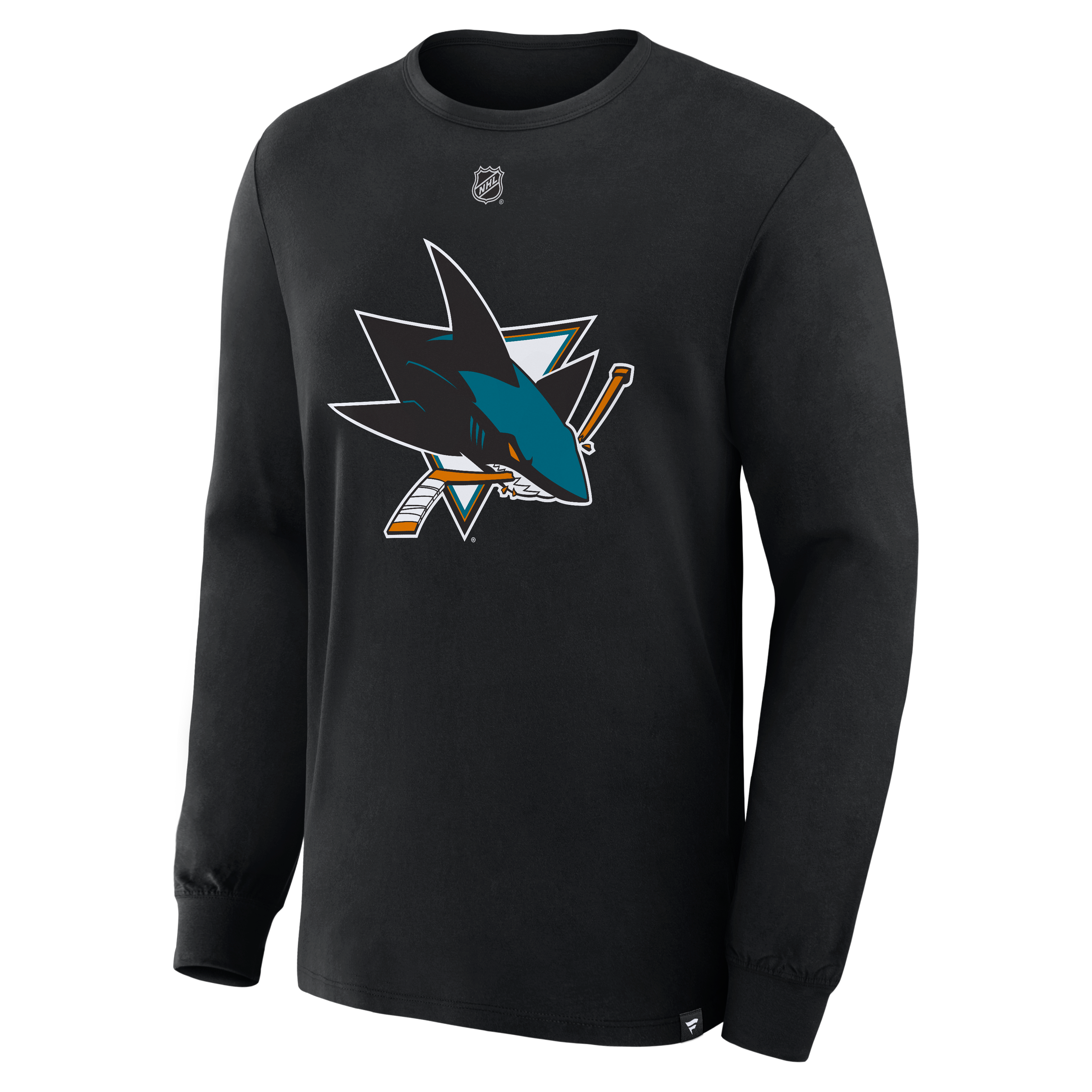 T-shirt à manches longues authentique Fanatics Jacob Trouba noir San Jose Sharks avec nom et numéro.