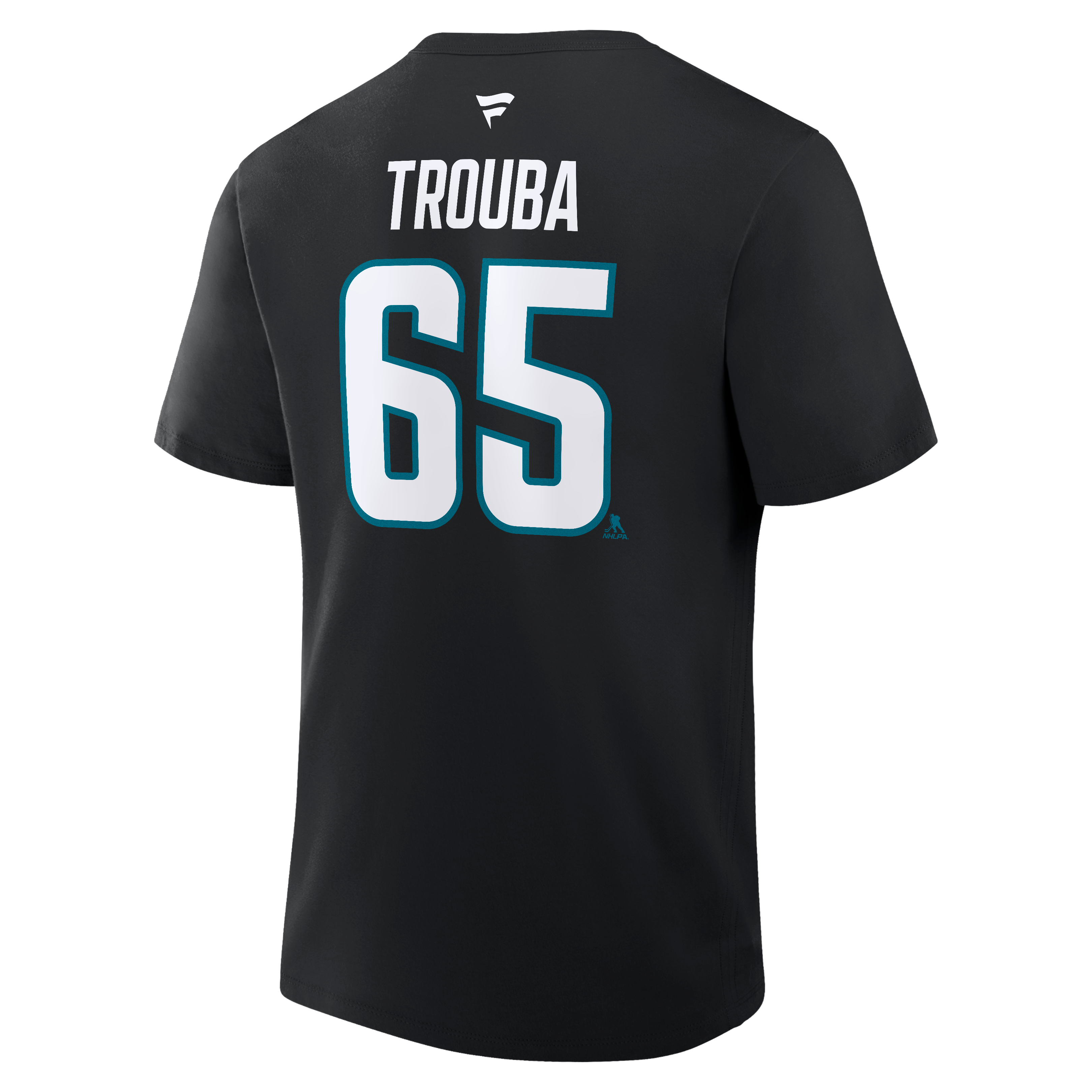 T-shirt authentique Fanatics Jacob Trouba noir San Jose Sharks avec nom et numéro