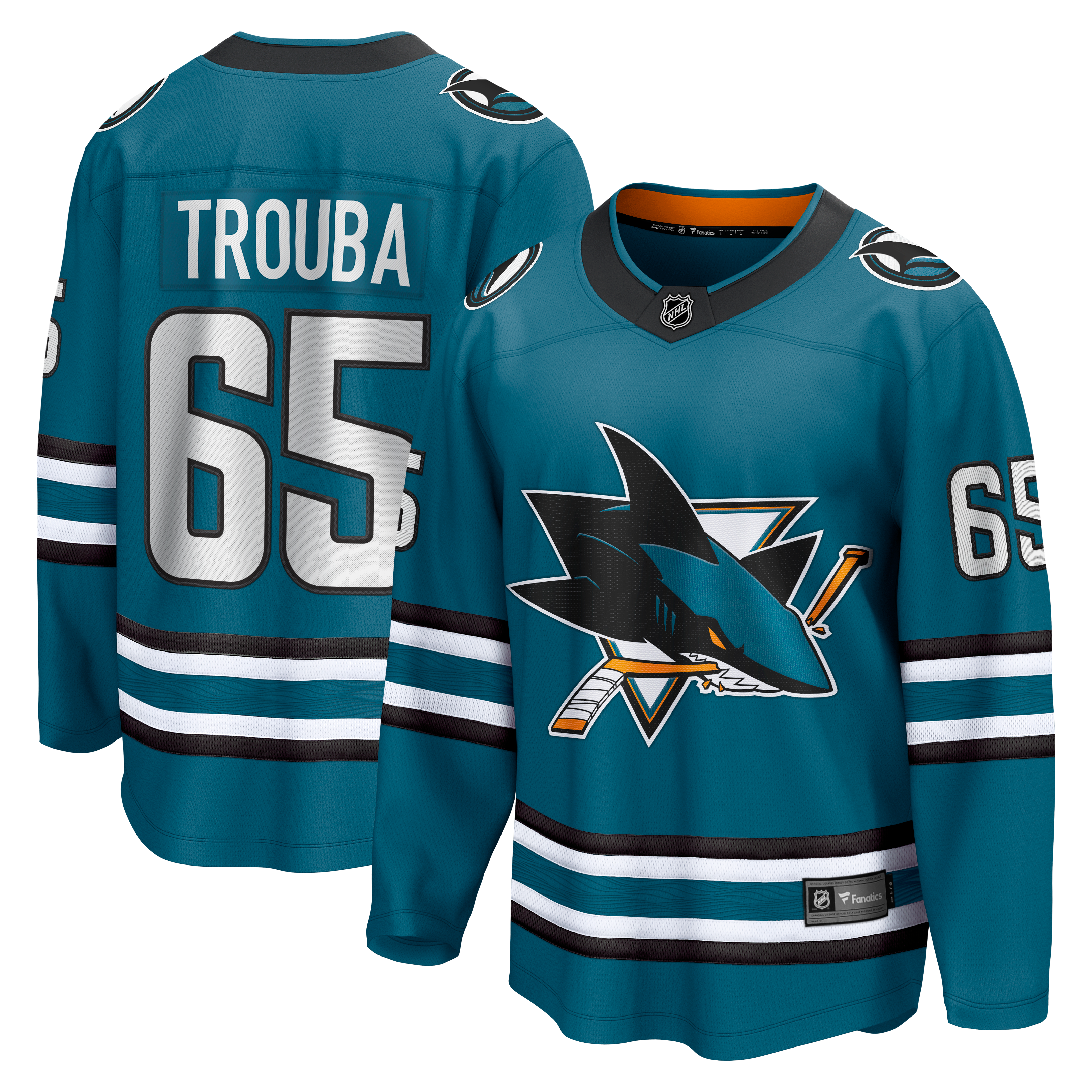 Maillot domicile Breakaway bleu sarcelle Jacob Trouba des Sharks de San Jose (Fanatics)
