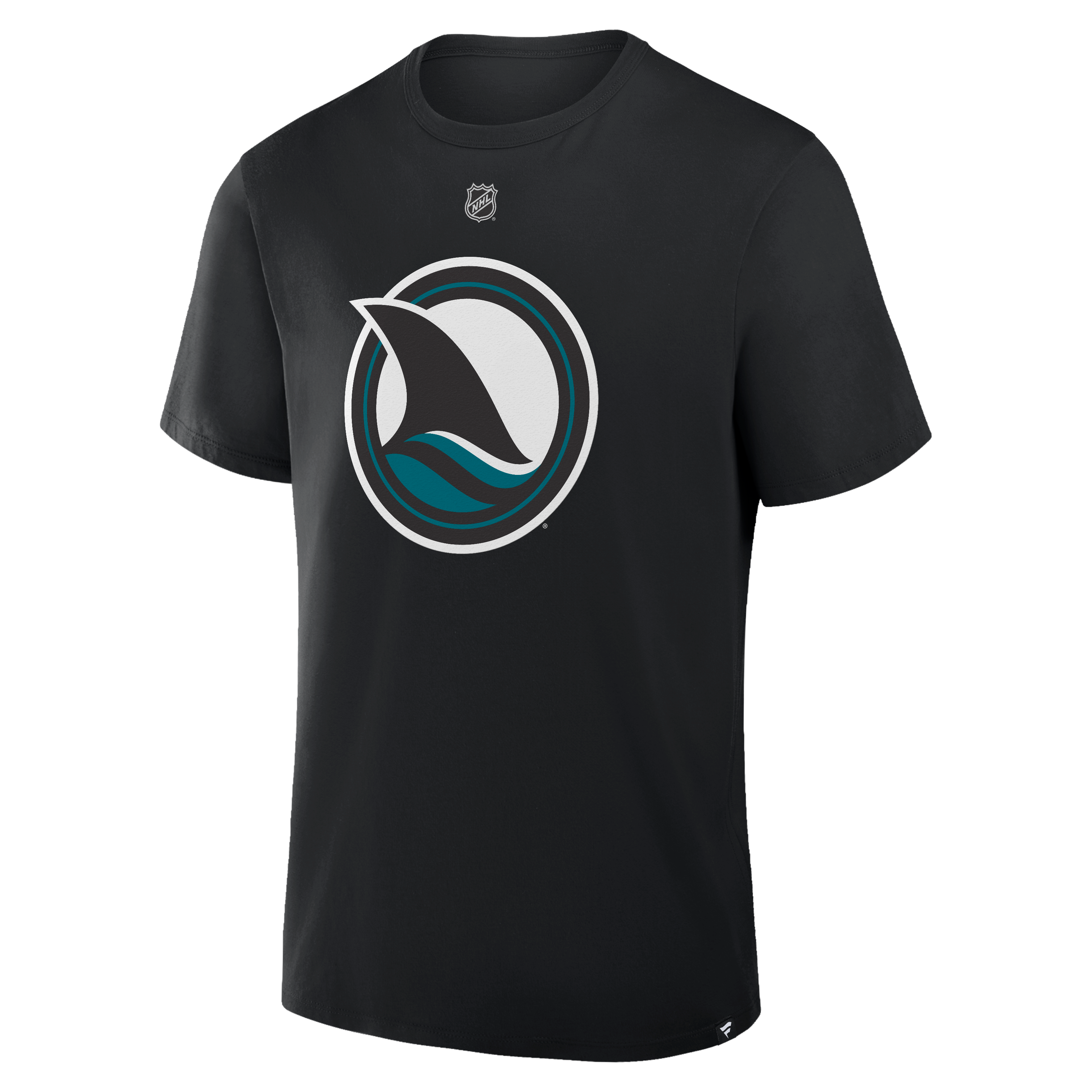 T-shirt authentique Fanatics Macklin Celebrini noir San Jose Sharks avec nom et numéro.