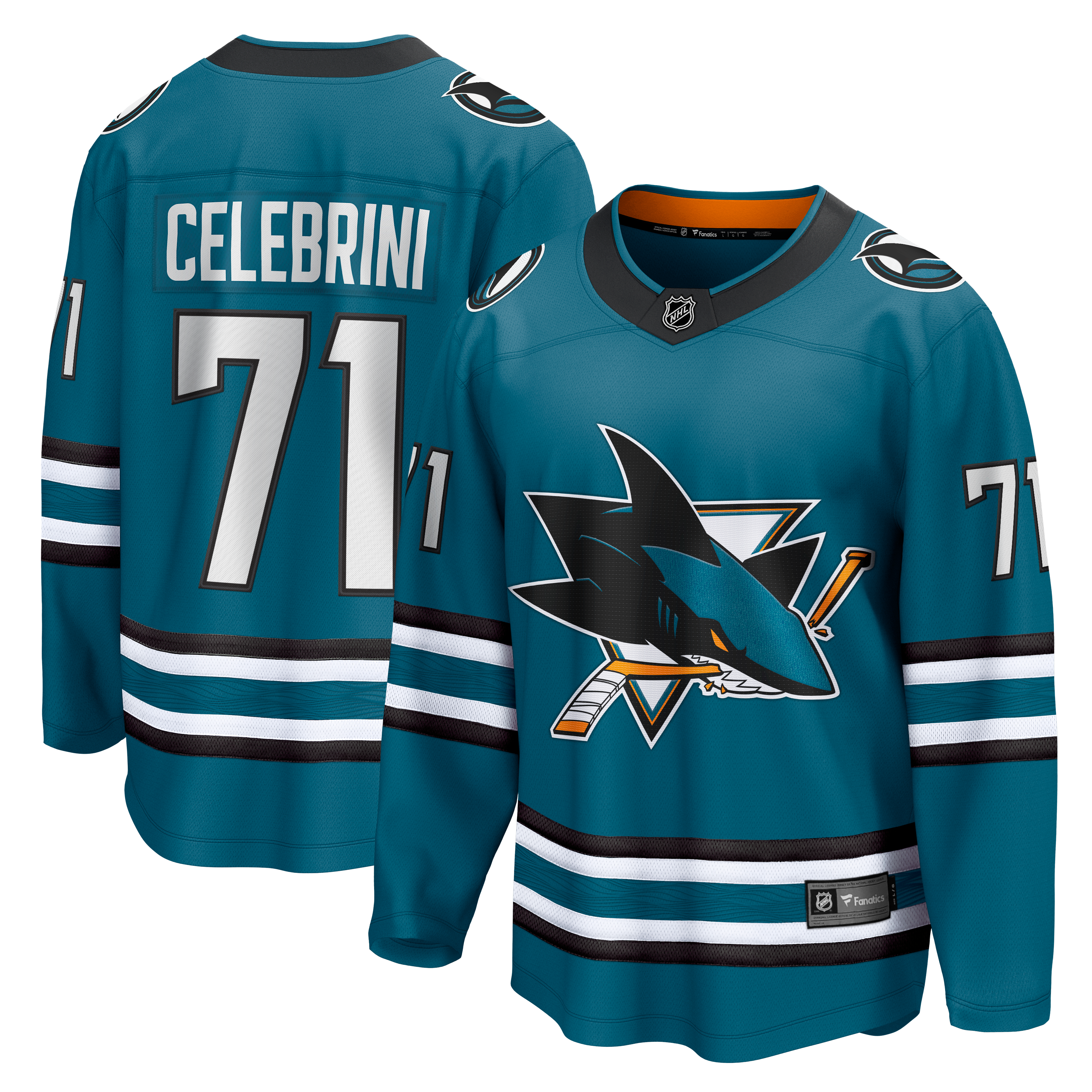 Maillot domicile Breakaway bleu sarcelle Macklin Celebrini des Sharks de San Jose pour homme (Fanatics)