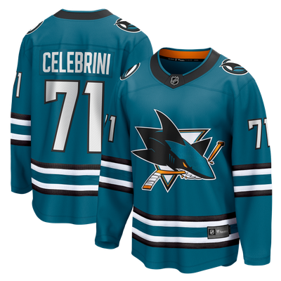 Men's San Jose Sharks Macklin Celebrini Fanatics Teal Home Breakaway Jersey