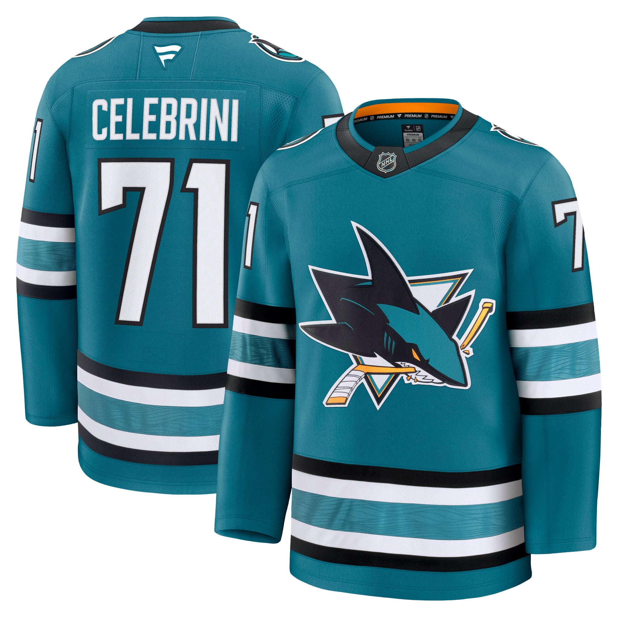 Maillot domicile premium Fanatics Macklin Celebrini bleu sarcelle des Sharks de San Jose pour homme
