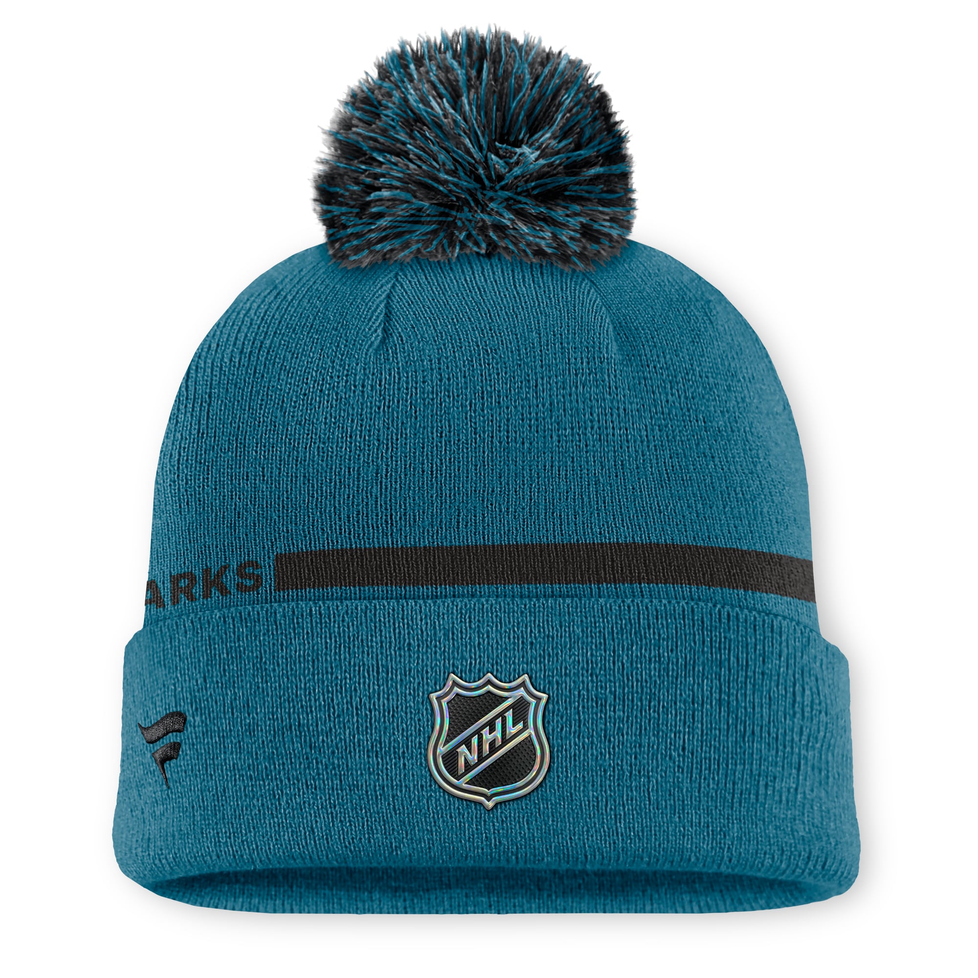 Bonnet à revers Fanatics Teal San Jose Sharks Authentic Pro Alternate pour homme avec pompon
