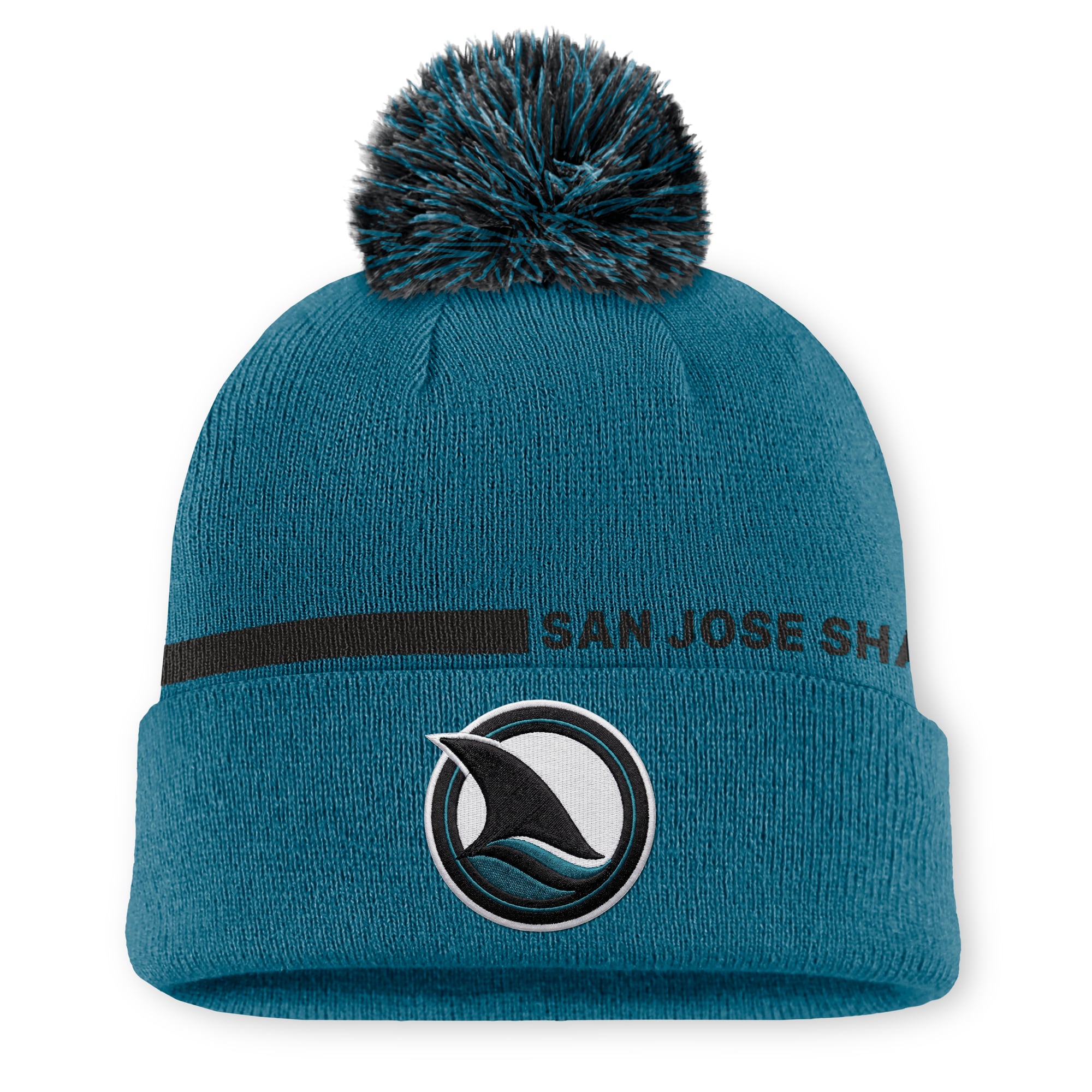 Bonnet à revers Fanatics Teal San Jose Sharks Authentic Pro Alternate pour homme avec pompon
