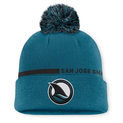 Men's San Jose Sharks Fanatics Teal Authentic Pro Alternate Cuffed Knit Hat with Pom