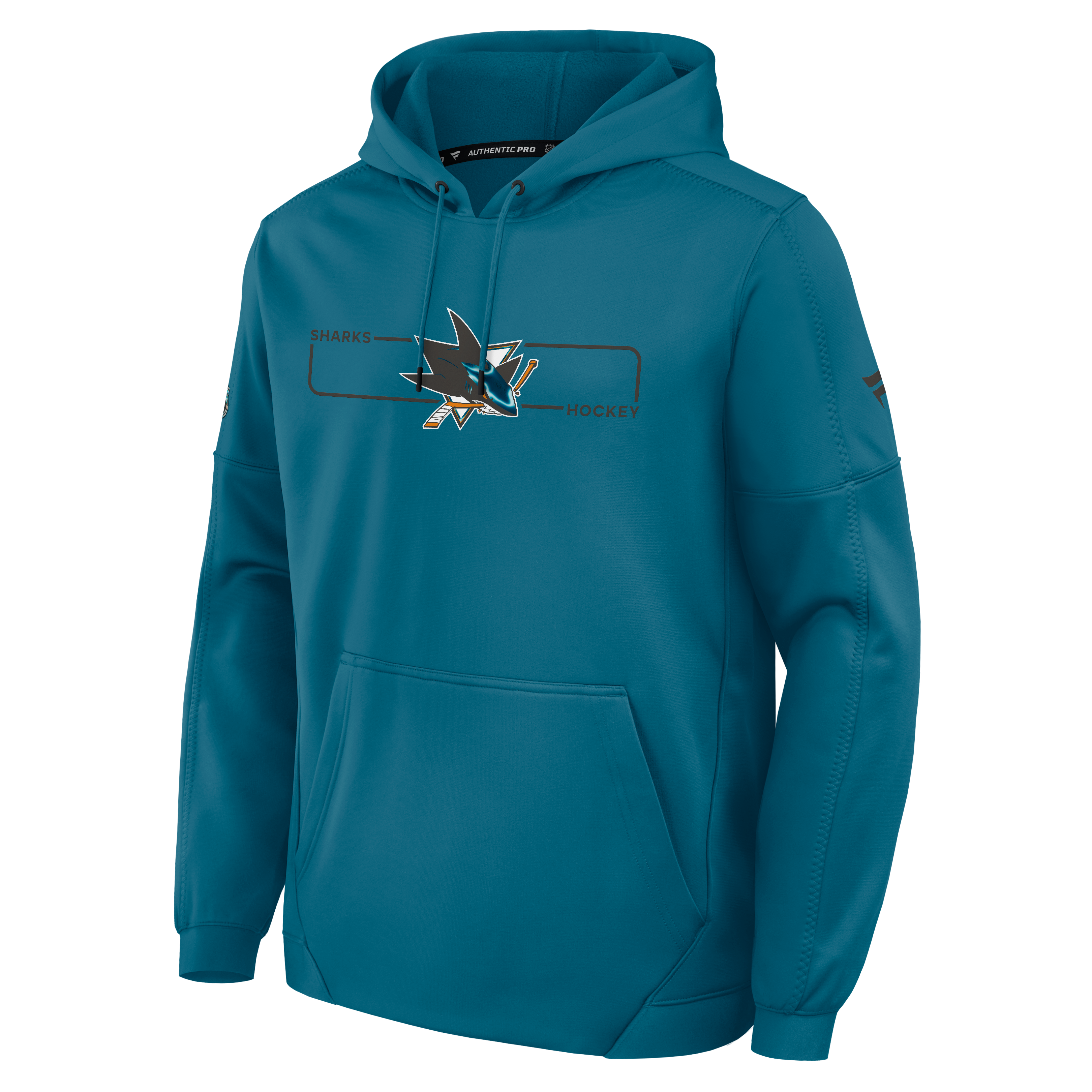 Men's Fanatics Teal San Jose Sharks Authentic Pro Rink Fleece Pullover Hoodie