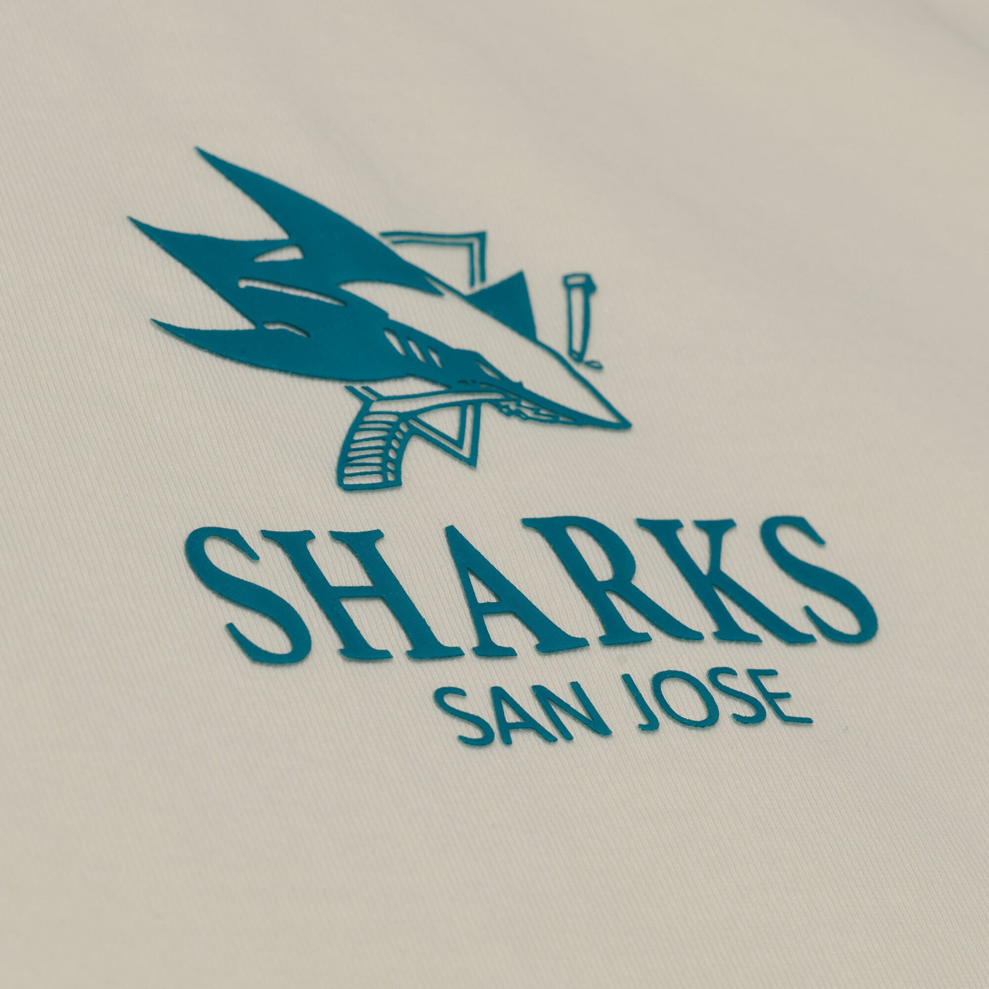 Men's Mitchell & Ness Cream San Jose Sharks Core Essentials T-Shirt