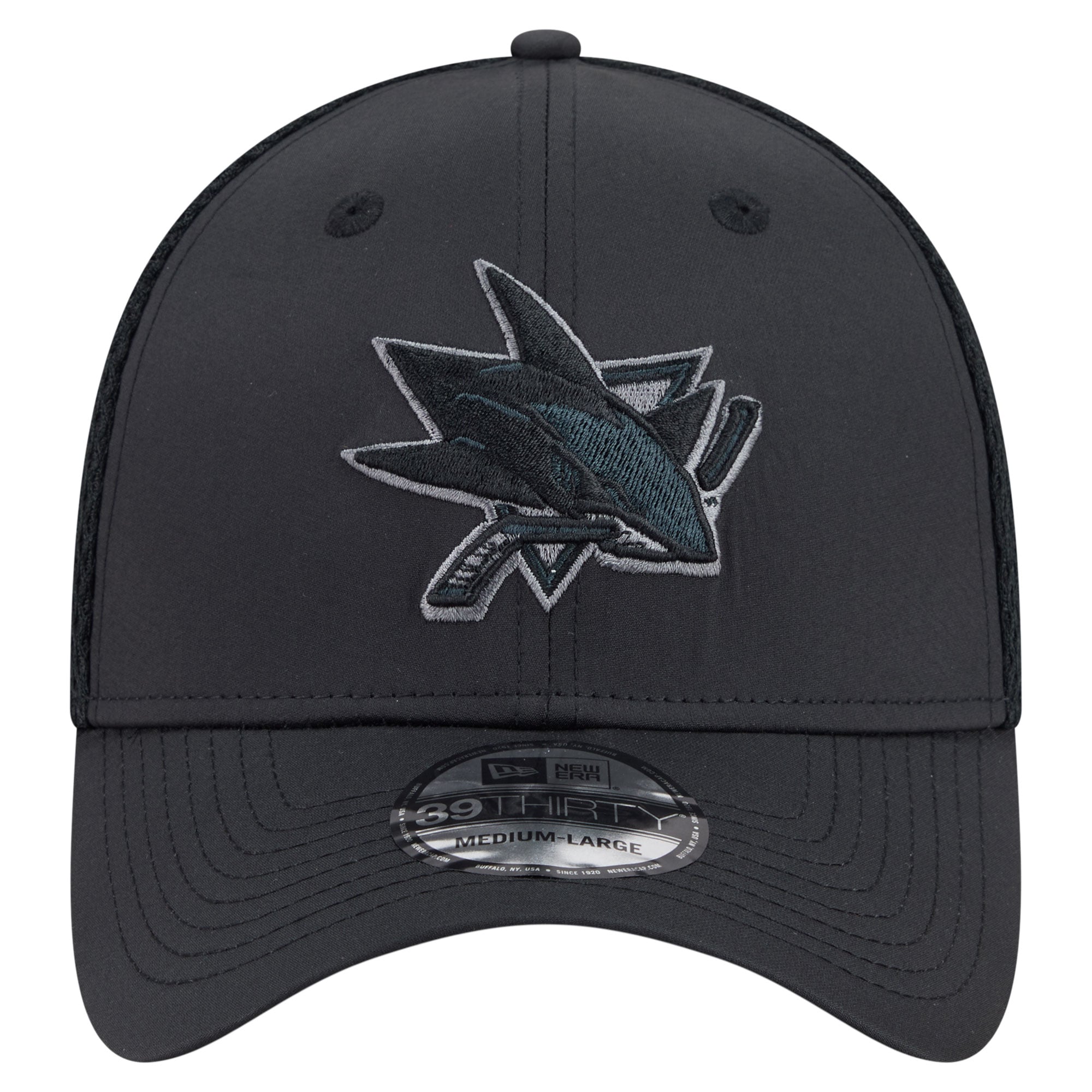 Men's New Era  Black San Jose Sharks Blackout 39THIRTY Stretch Hat