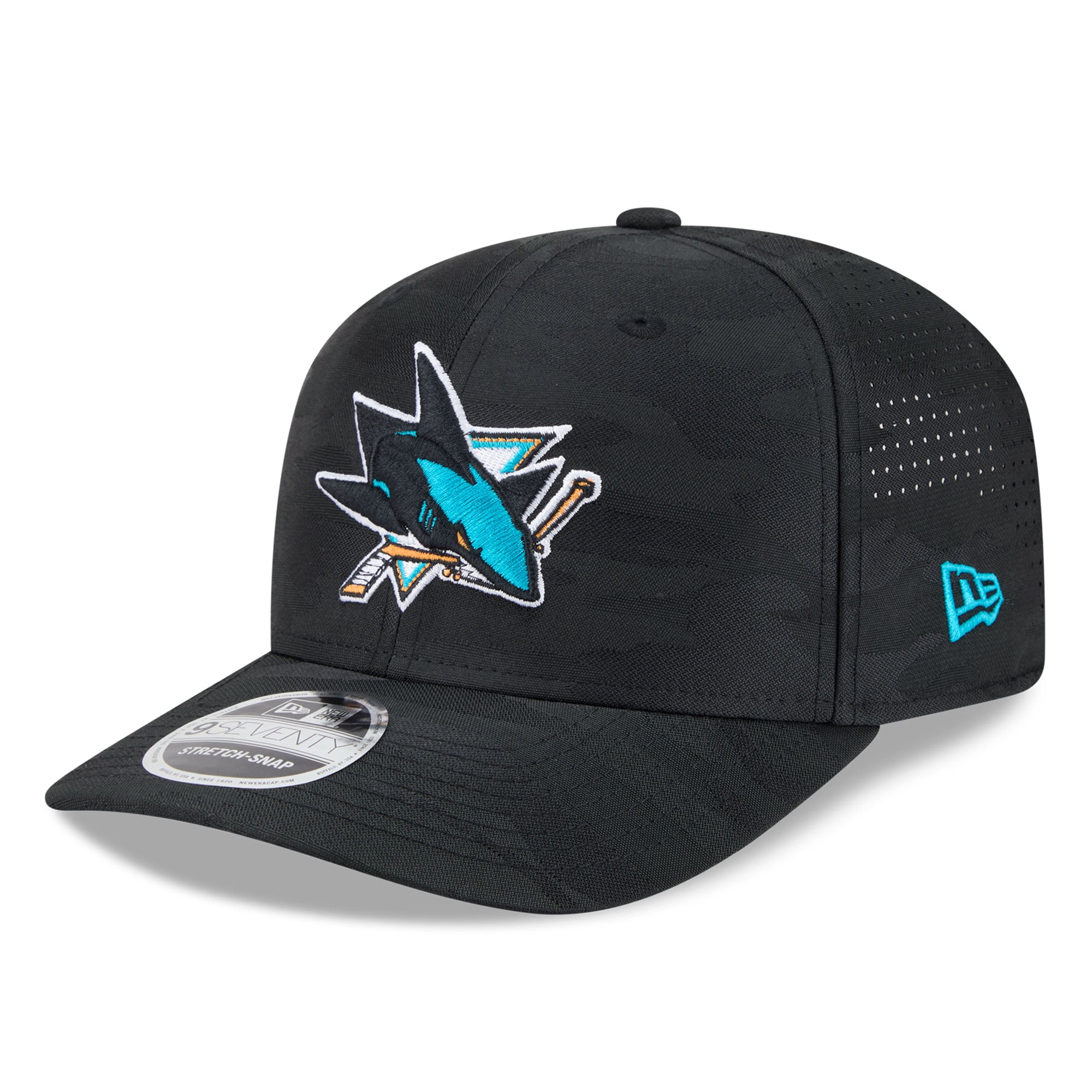 Casquette ajustable perforée New Era noire San Jose Sharks Camo 9SEVENTY pour homme