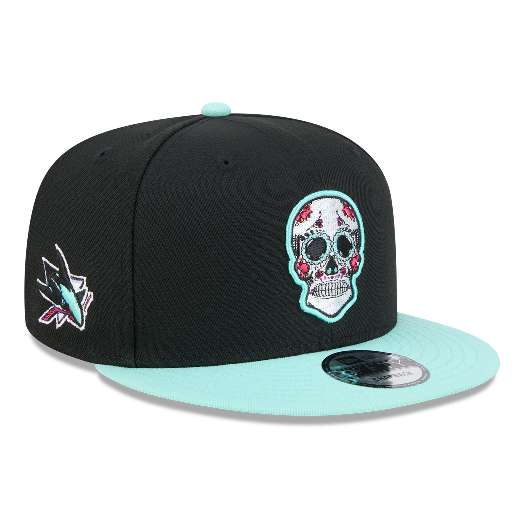 Casquette Snapback 9FIFTY Dia De Los Muertos New Era pour hommes, noire, San Jose Sharks