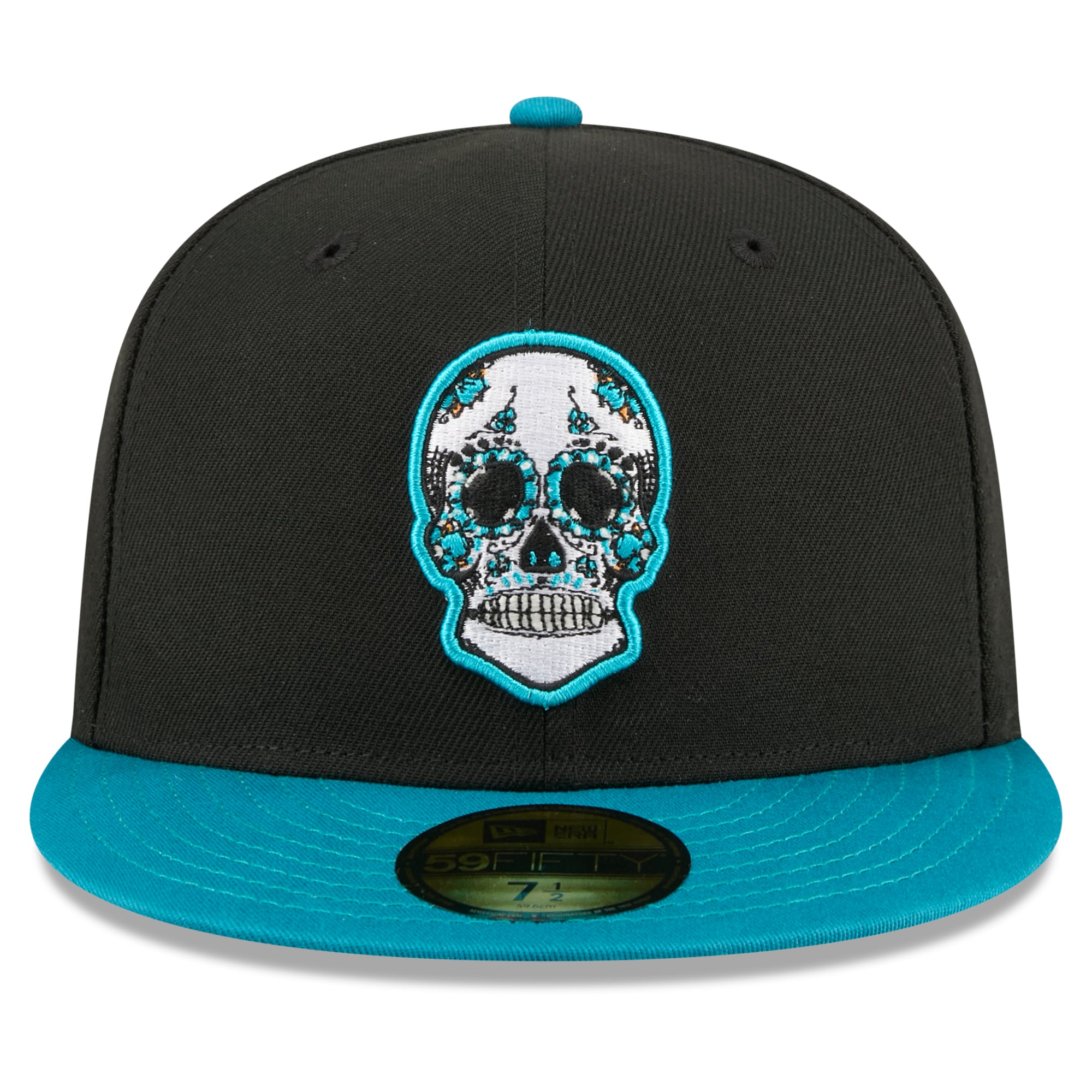 Casquette ajustée New Era 59FIFTY noire et turquoise San Jose Sharks Dia De Los Muertos pour homme