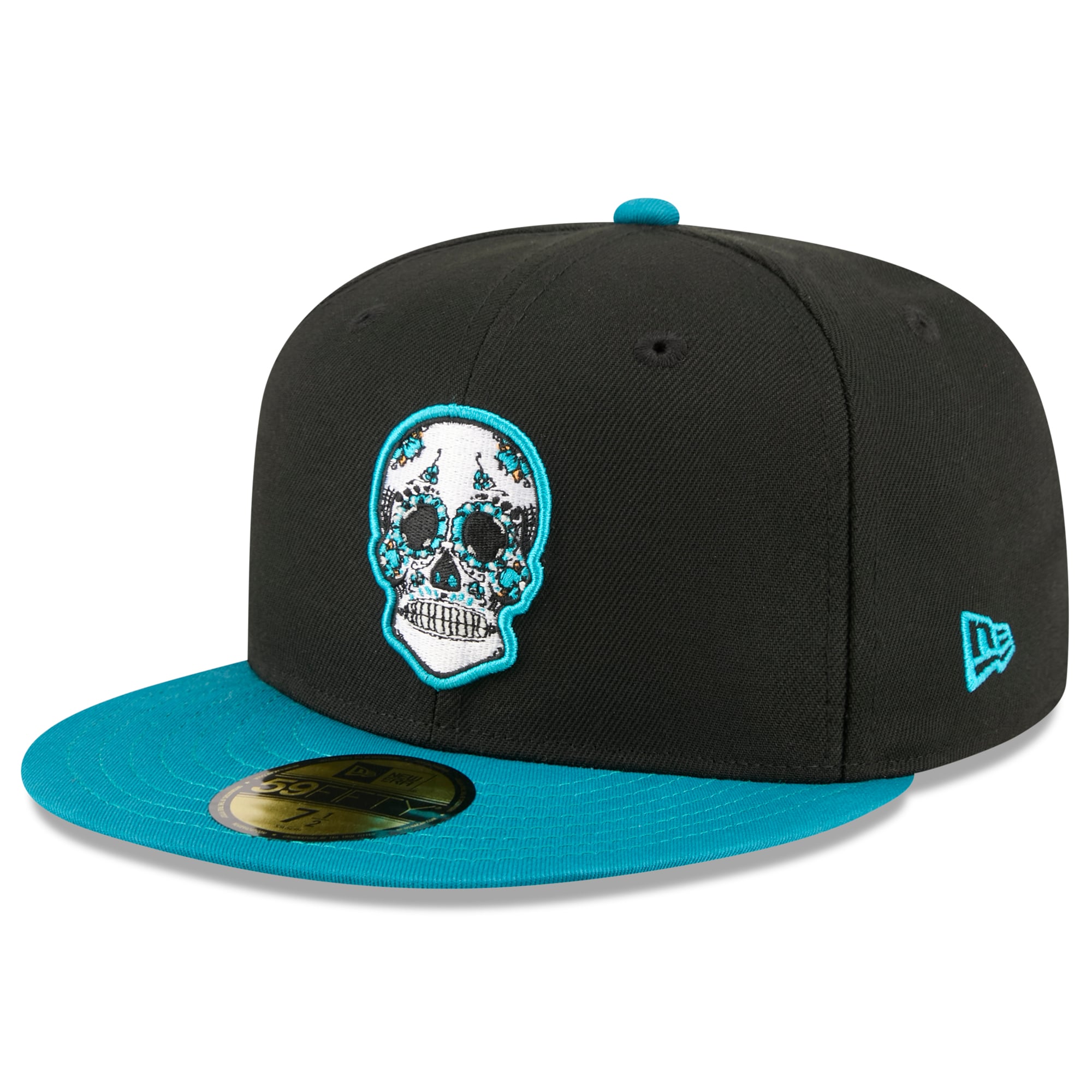 Casquette ajustée New Era 59FIFTY noire et turquoise San Jose Sharks Dia De Los Muertos pour homme