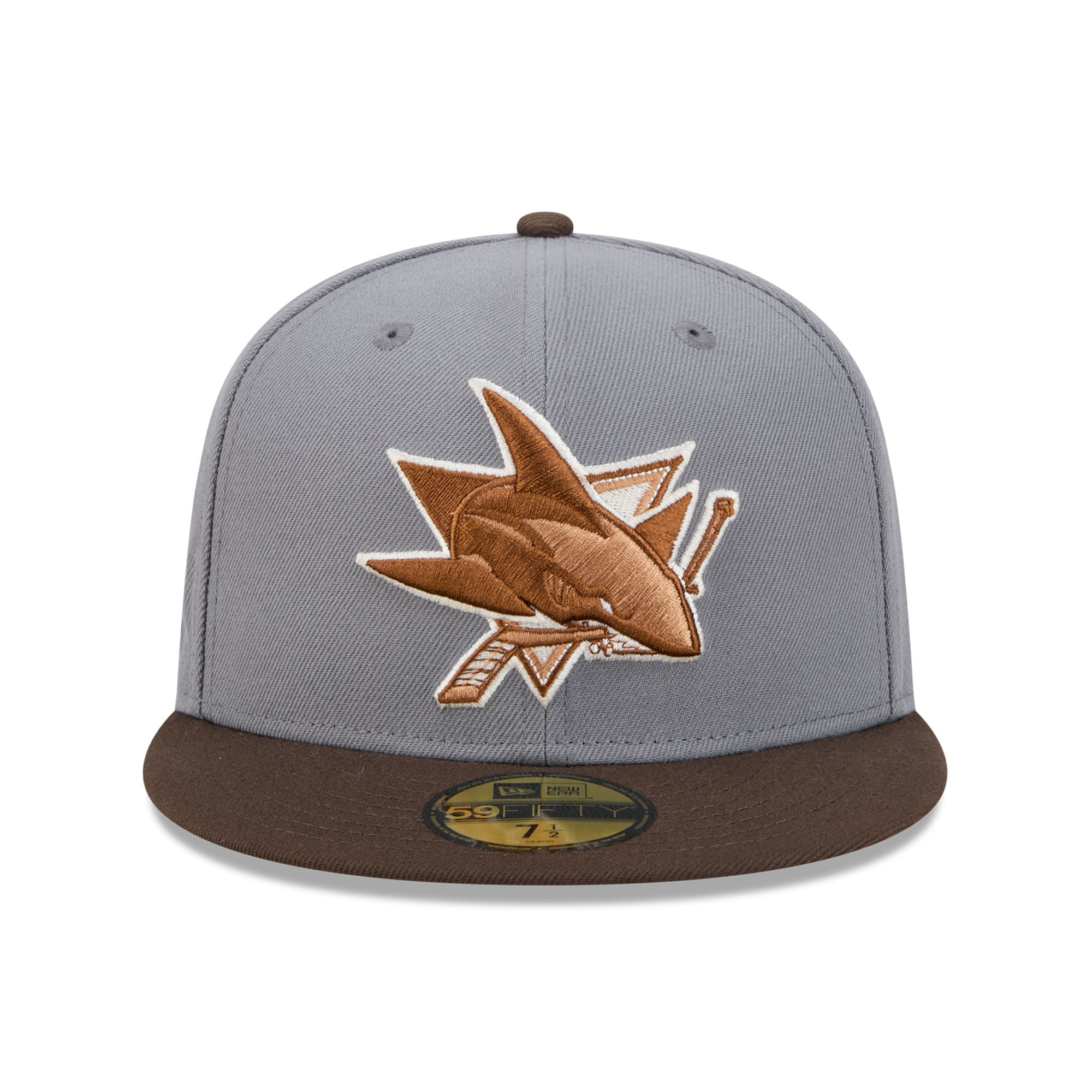 Casquette ajustée New Era 59FIFTY pour homme, coloris anthracite/marron, motif bois, San Jose Sharks