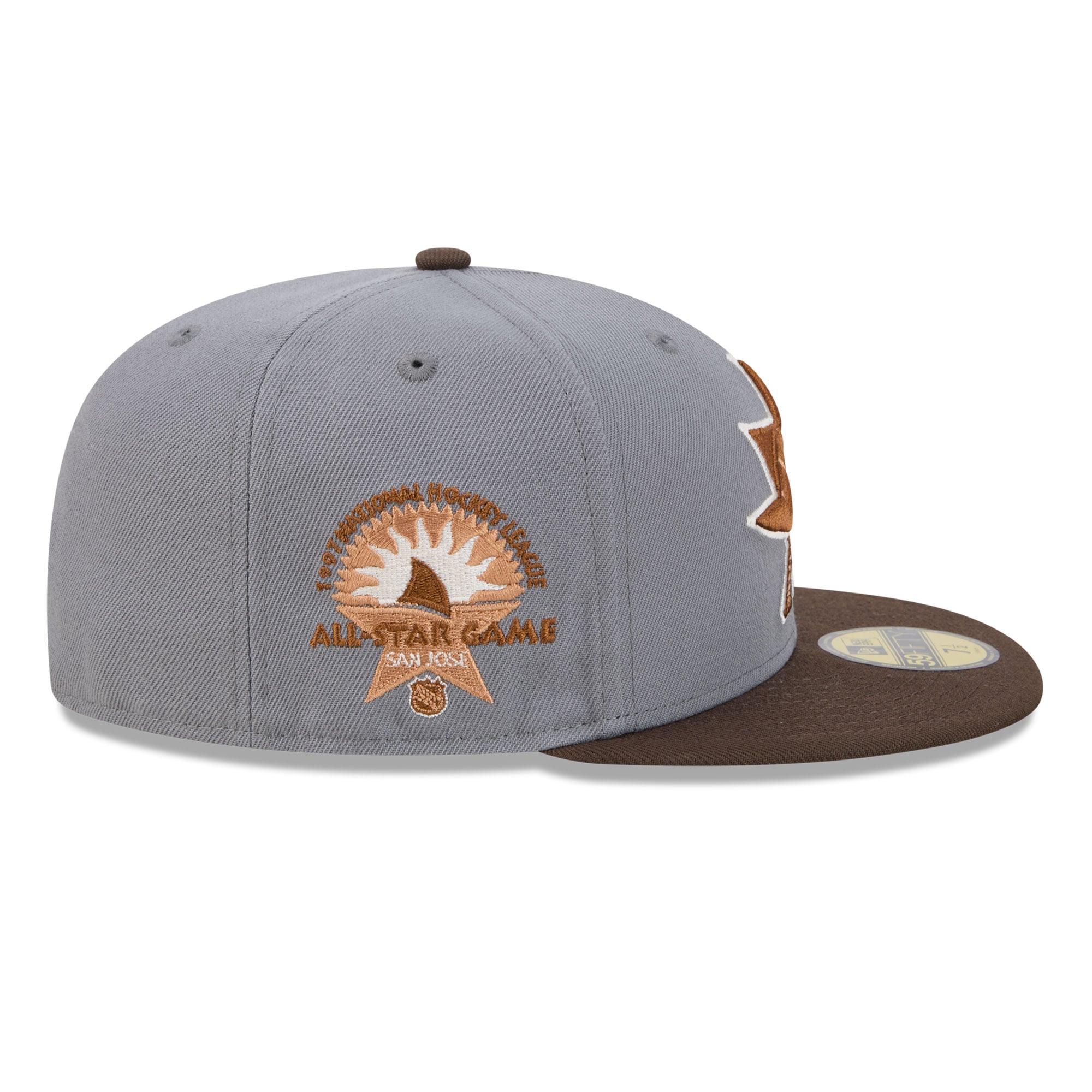 Casquette ajustée New Era 59FIFTY pour homme, coloris anthracite/marron, motif bois, San Jose Sharks