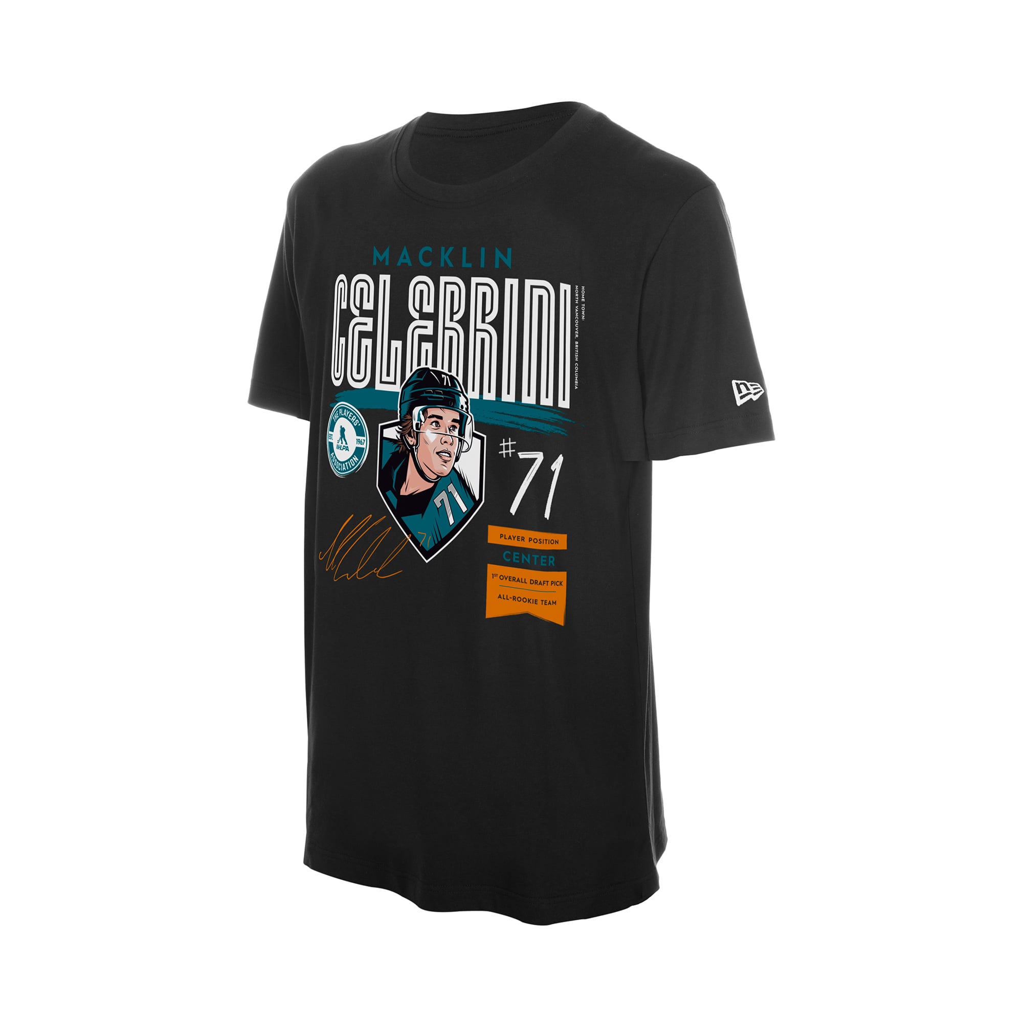 Men's New Era Macklin Celebrini Black Player Spotlight Name & Number T-Shirt