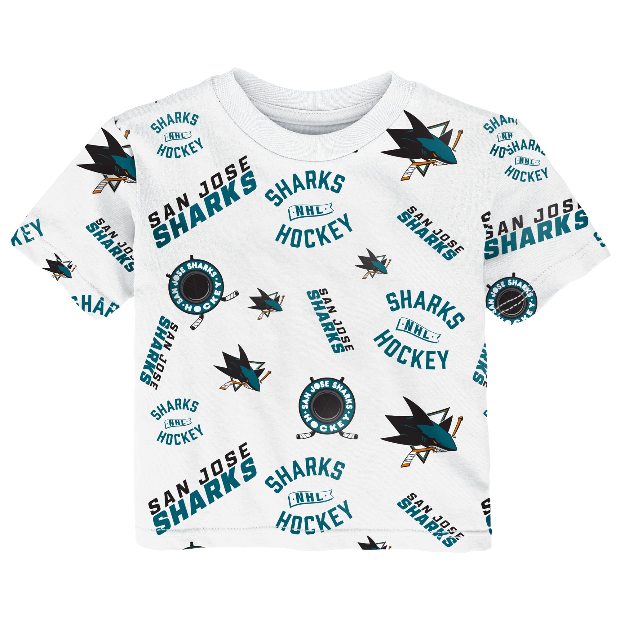 Toddler Outerstuff White San Jose Sharks Run Down Allover Print T-Shirt