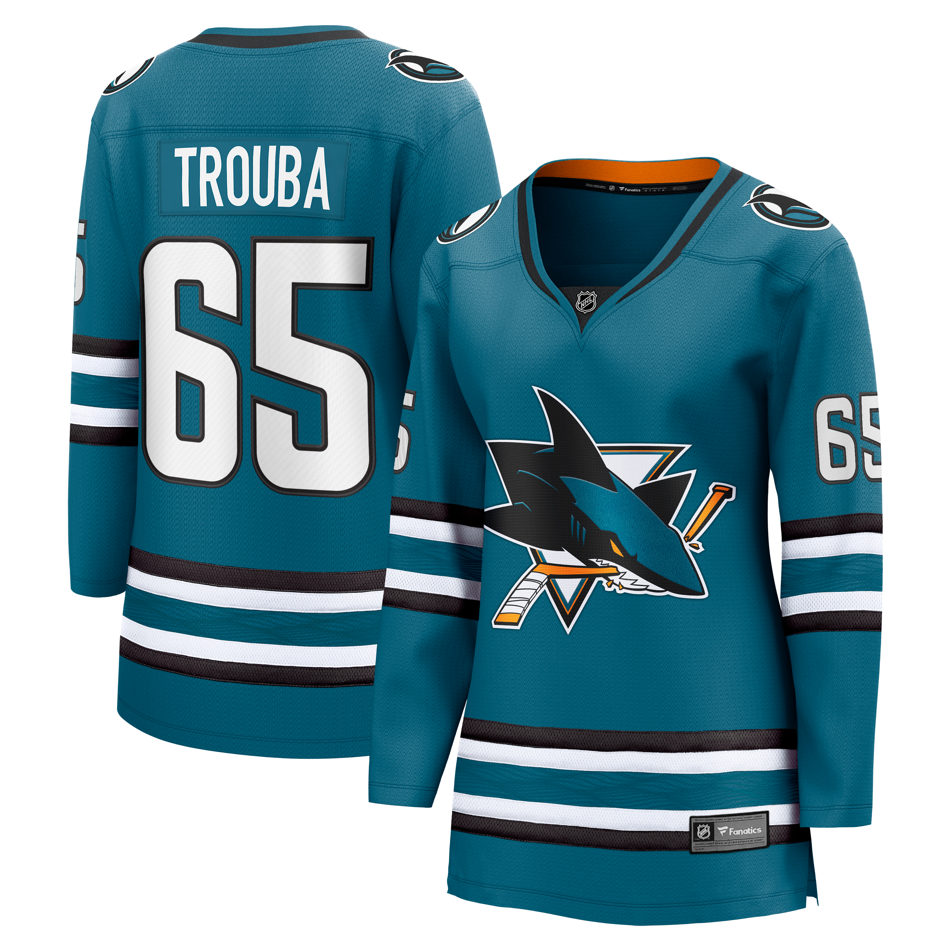 Maillot domicile Breakaway Jacob Trouba turquoise des Sharks de San Jose pour femmes (Fanatics)