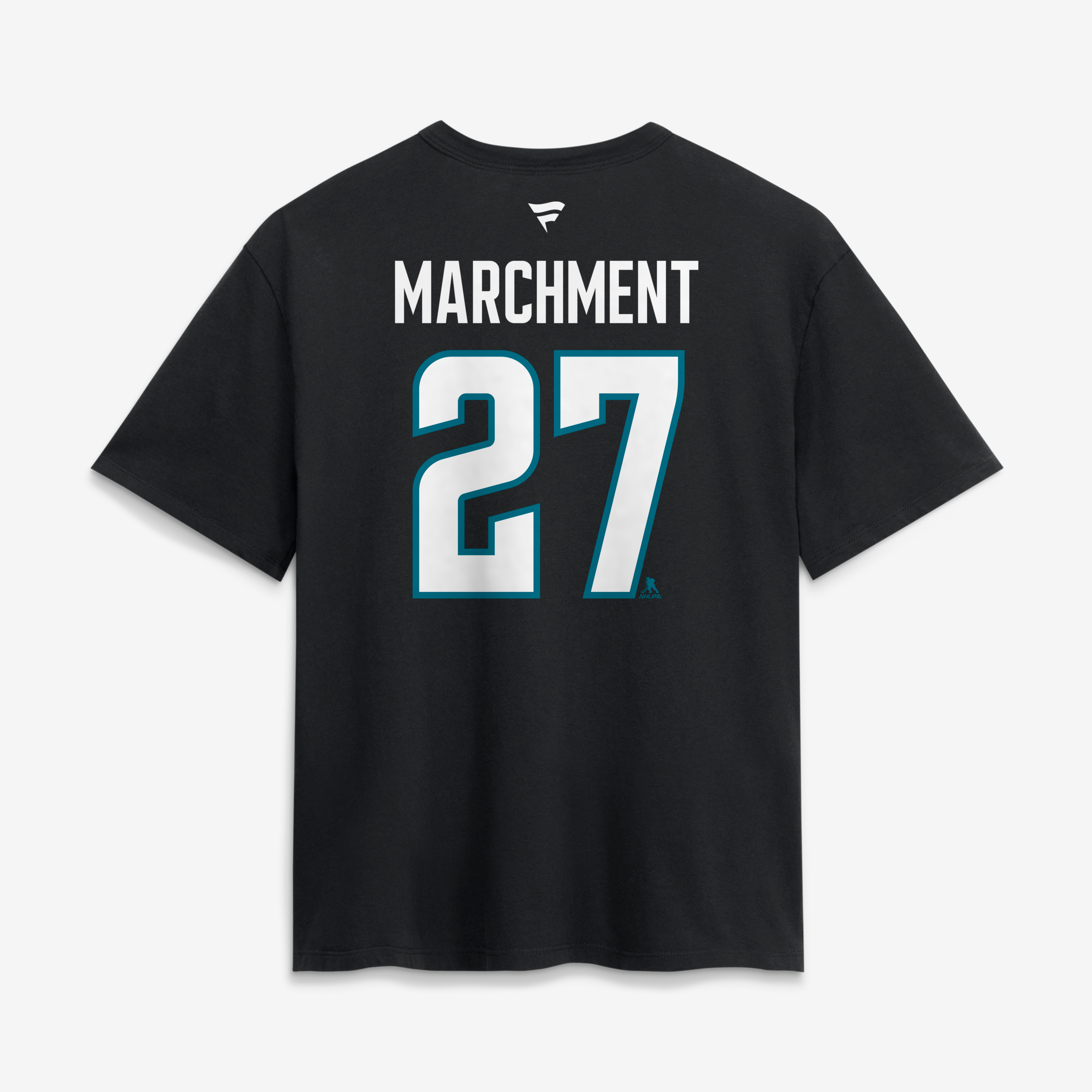T-shirt authentique Fanatics Mason Marchment noir San Jose Sharks pour femme, avec nom et numéro.