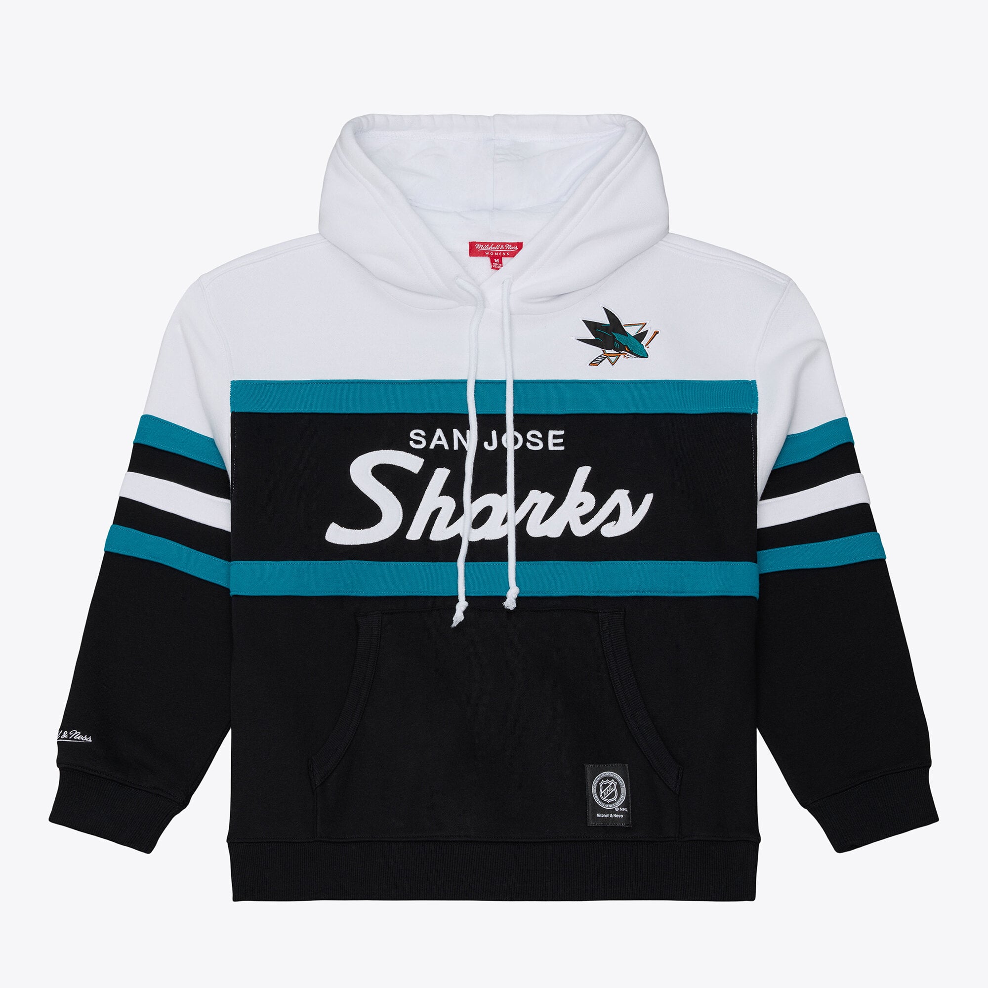 Women's Mitchell & Ness  White/Black San Jose Sharks Head Coach Hoodie