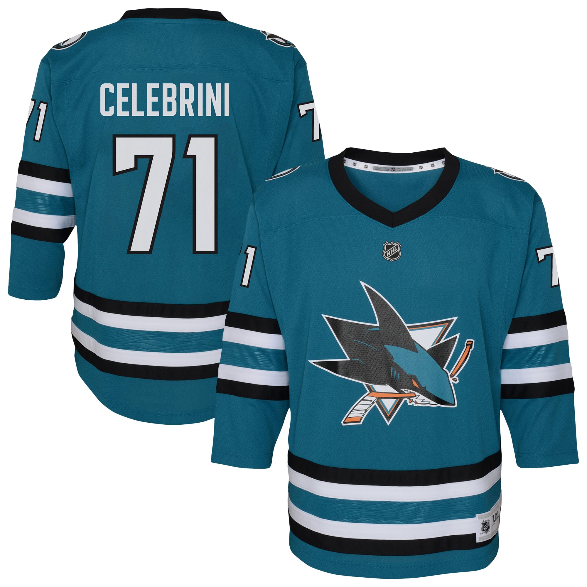 Maillot de joueur alternatif réplique Macklin Celebrini Teal des Sharks San Jose pour jeunes
