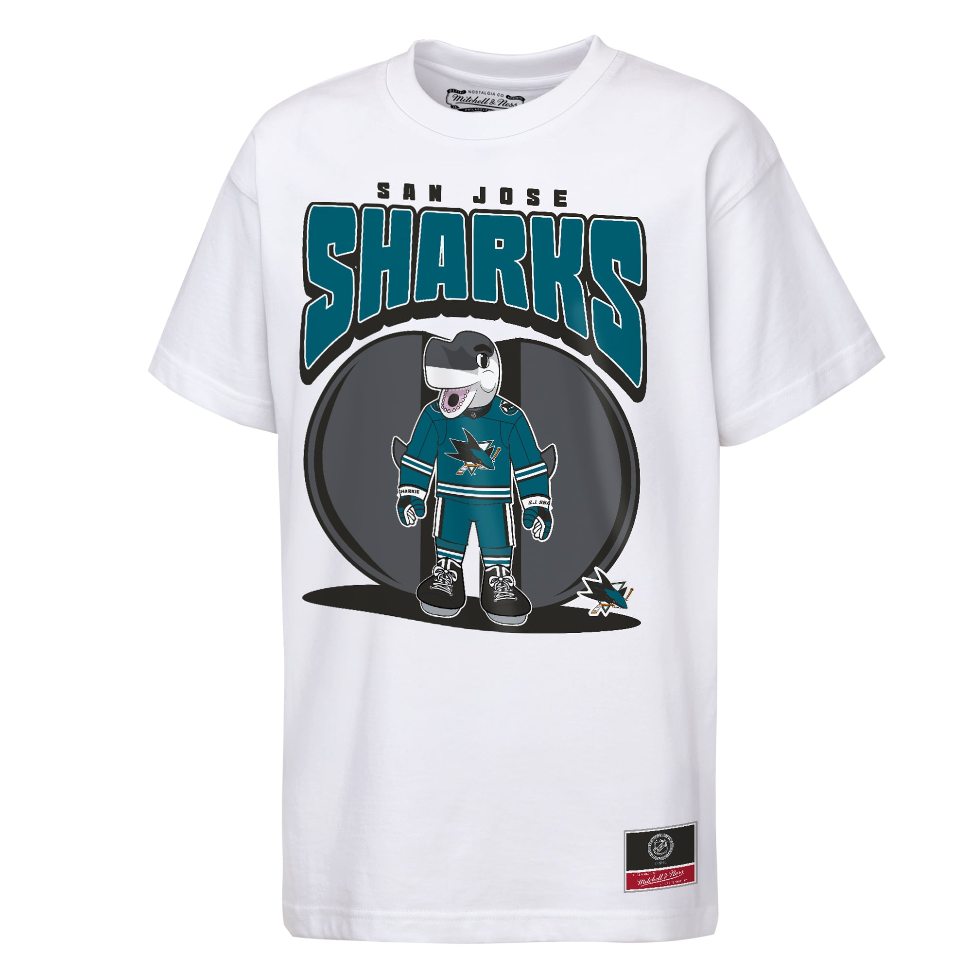 Youth Mitchell & Ness  White San Jose Sharks Mascot Mania T-Shirt