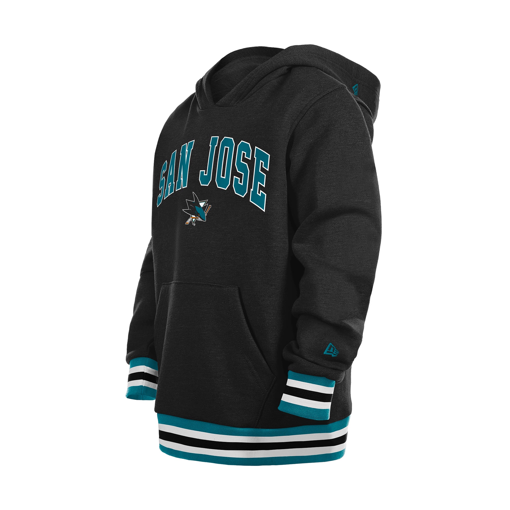 Youth New Era Black San Jose Sharks Knit Trim Pullover Hoodie