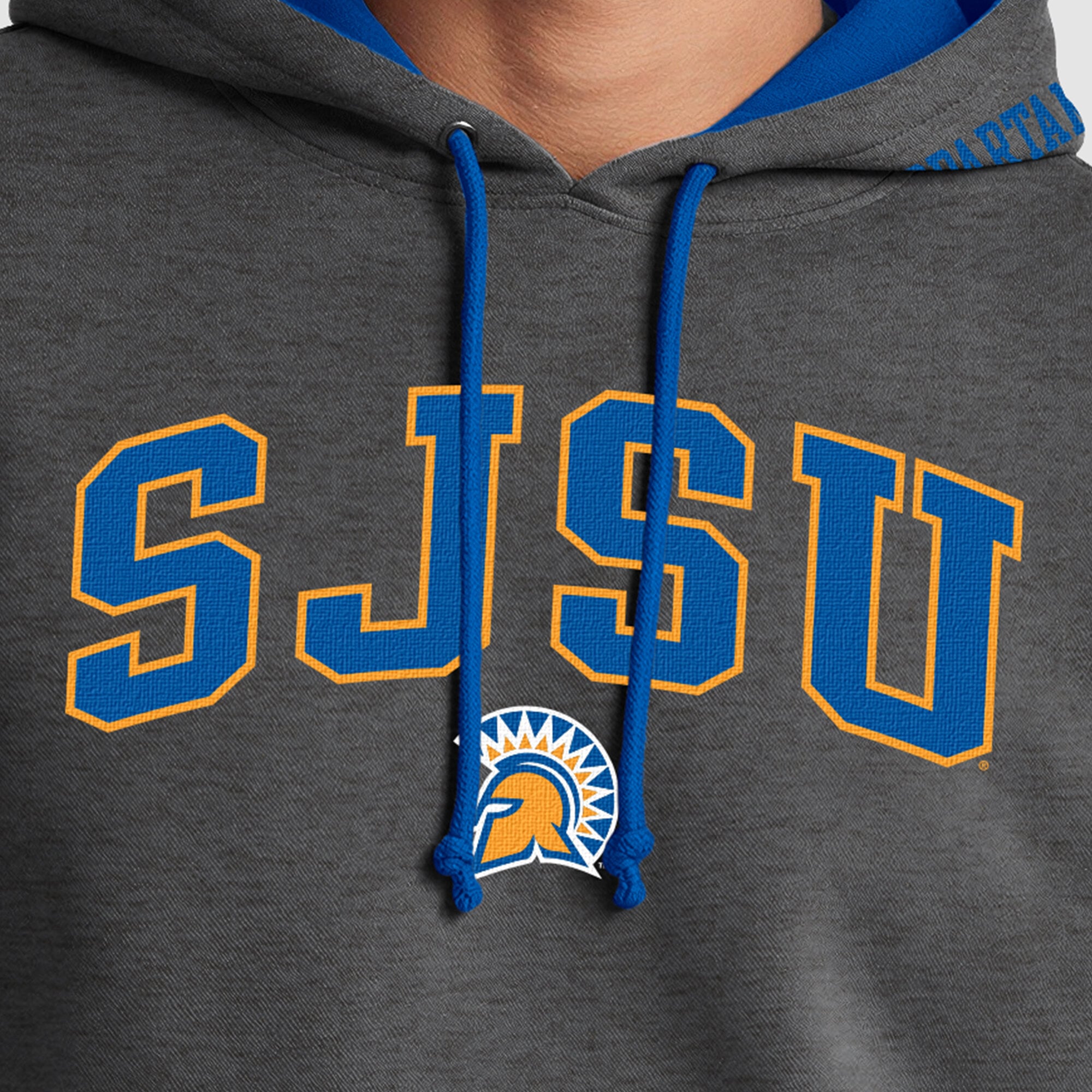 Sweat à capuche contrasté Champion pour homme, gris chiné/bleu royal, San Jose State Spartans