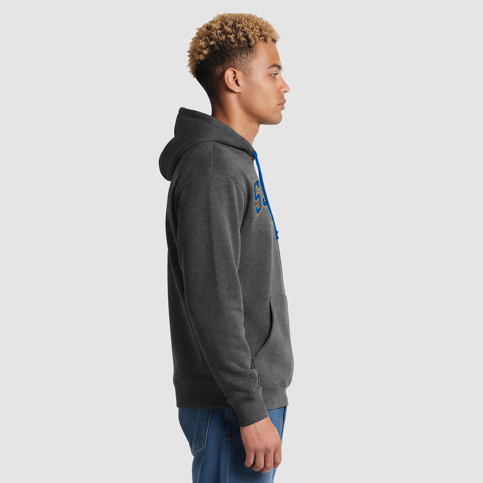 Sweat à capuche contrasté Champion pour homme, gris chiné/bleu royal, San Jose State Spartans