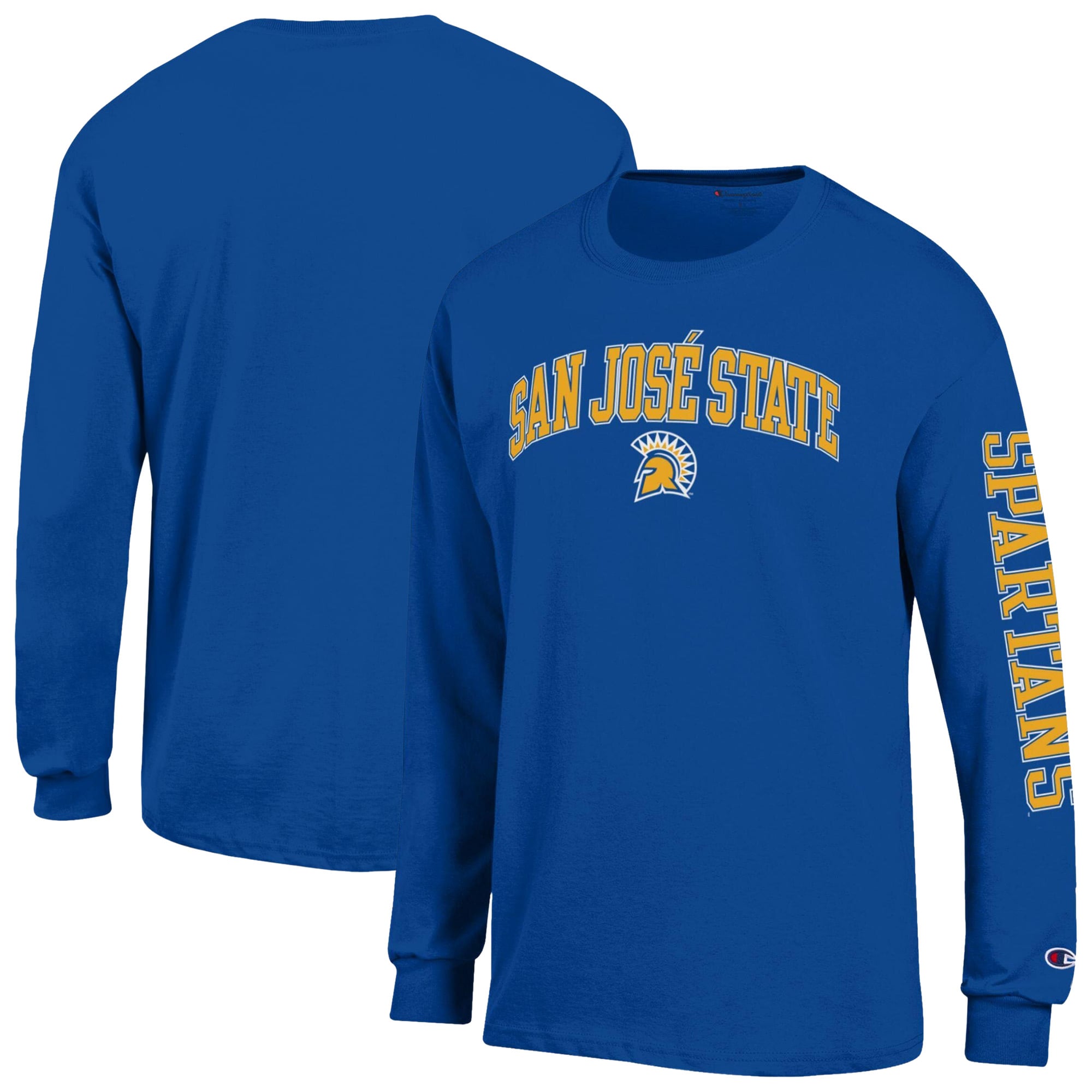 T-shirt à manches longues Champion Royal San Jose State Spartans Arch Logo pour homme