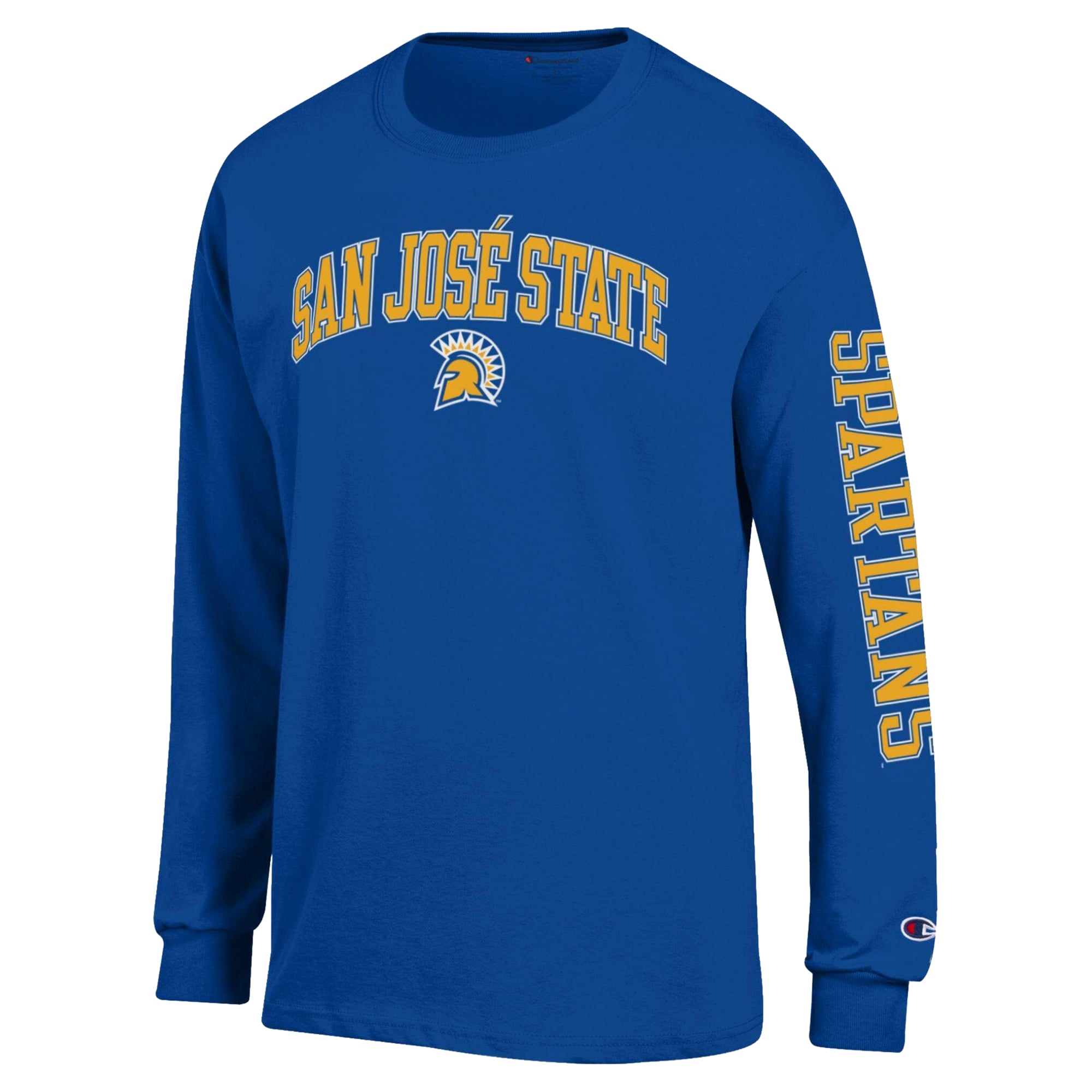 T-shirt à manches longues Champion Royal San Jose State Spartans Arch Logo pour homme