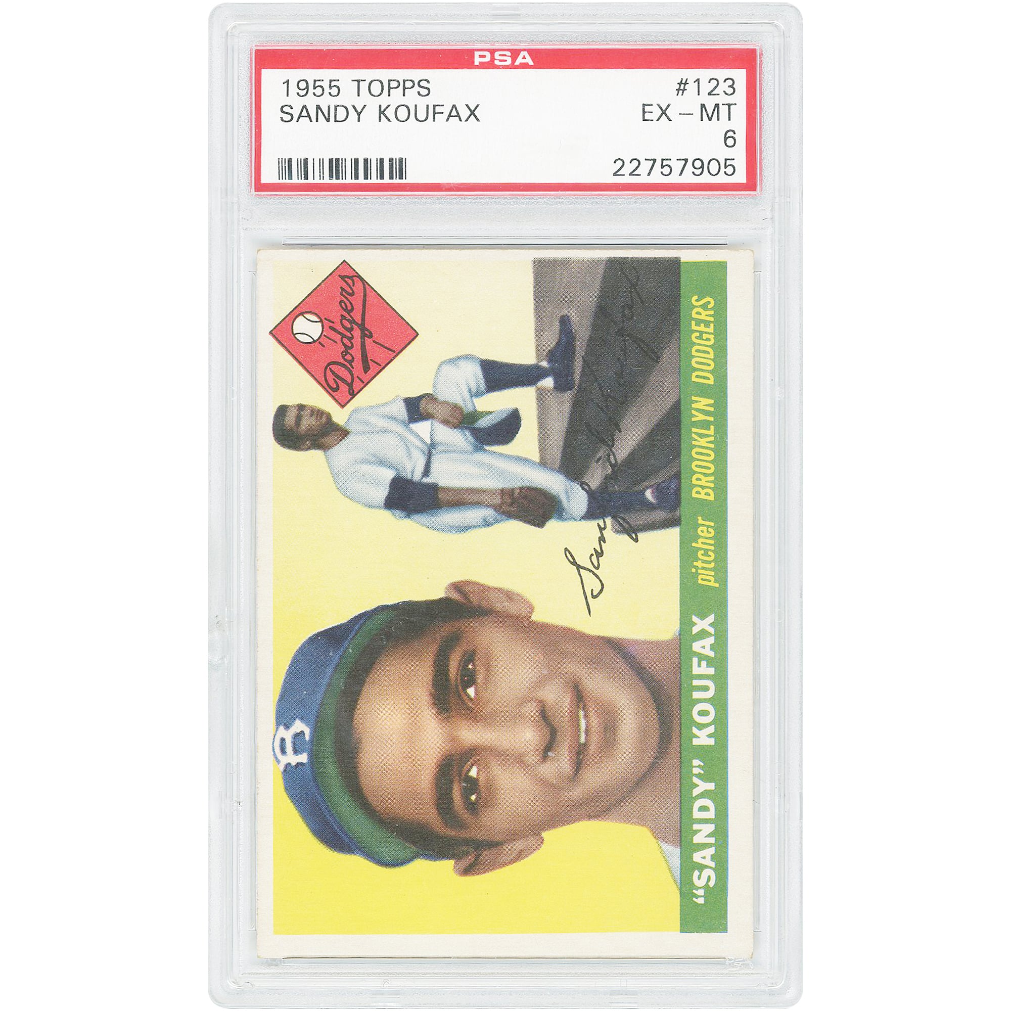 Sandy Koufax Brooklyn Dodgers 1955 Topps #123 PSA Authenticated Rookie Card