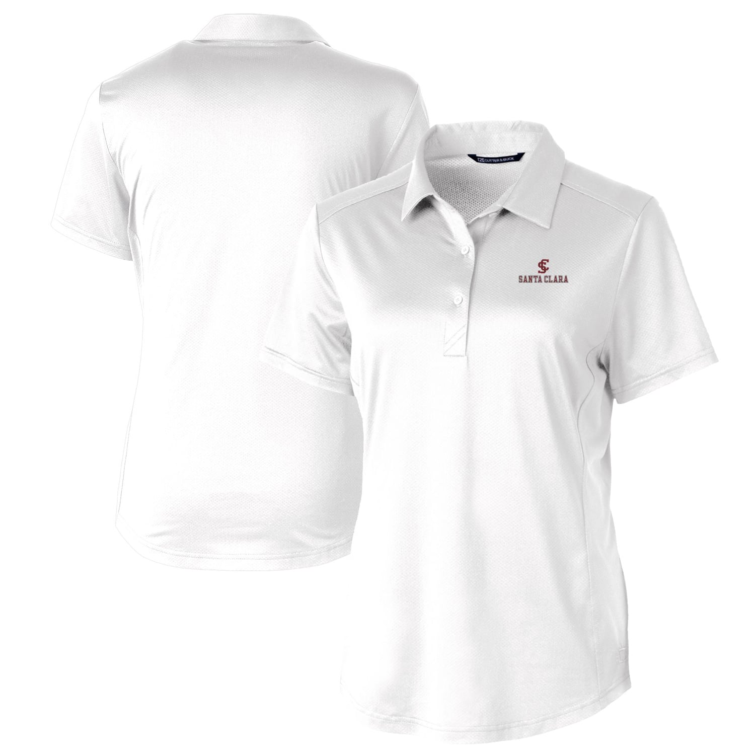 Women's Cutter & Buck White Santa Clara Broncos Prospect Textured Stretch Polo