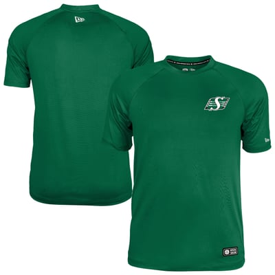 T-shirt raglan New Era 2026 Sideline Cavort des Roughriders de la Saskatchewan - Vert Kelly