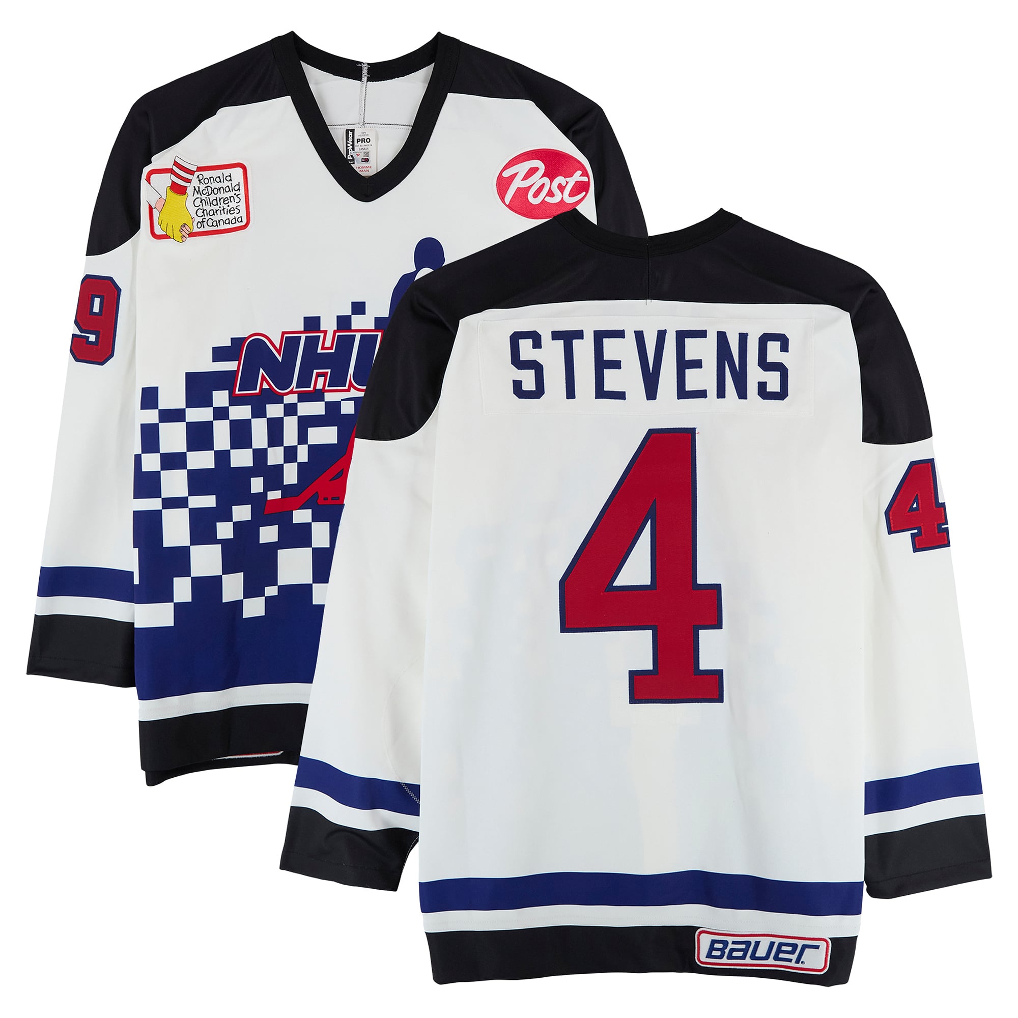 Scott Stevens Team Ontario Game-Used #4 White Bauer Jersey from the 1994 NHL 4 on 4 Challenge