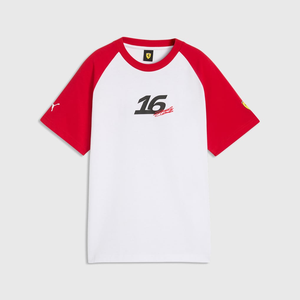 Men's Puma Charles Leclerc White/Red Scuderia Ferrari Raglan T-Shirt