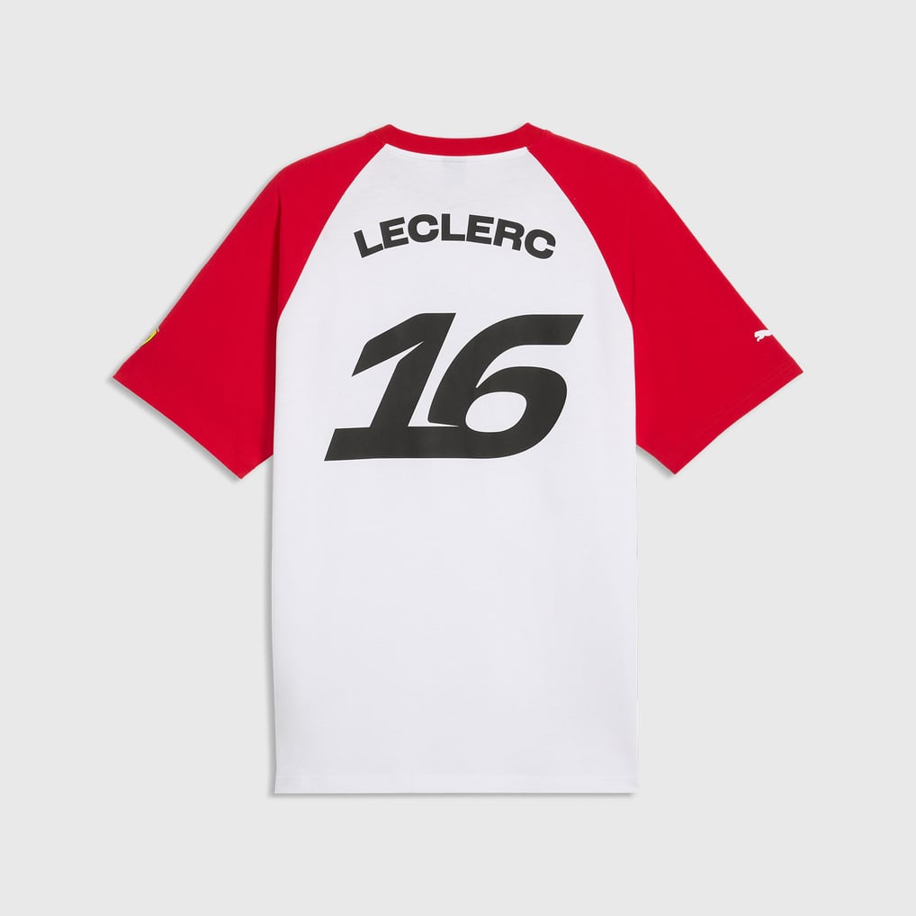 Men's Puma Charles Leclerc White/Red Scuderia Ferrari Raglan T-Shirt