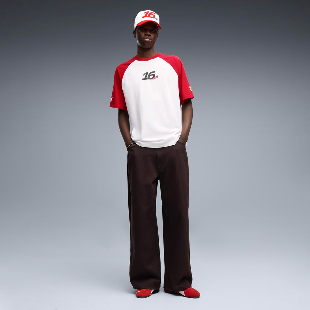 Men's Puma Charles Leclerc White/Red Scuderia Ferrari Raglan T-Shirt