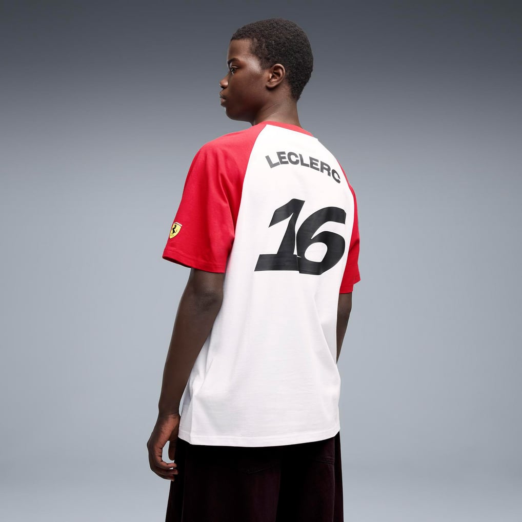 Men's Puma Charles Leclerc White/Red Scuderia Ferrari Raglan T-Shirt